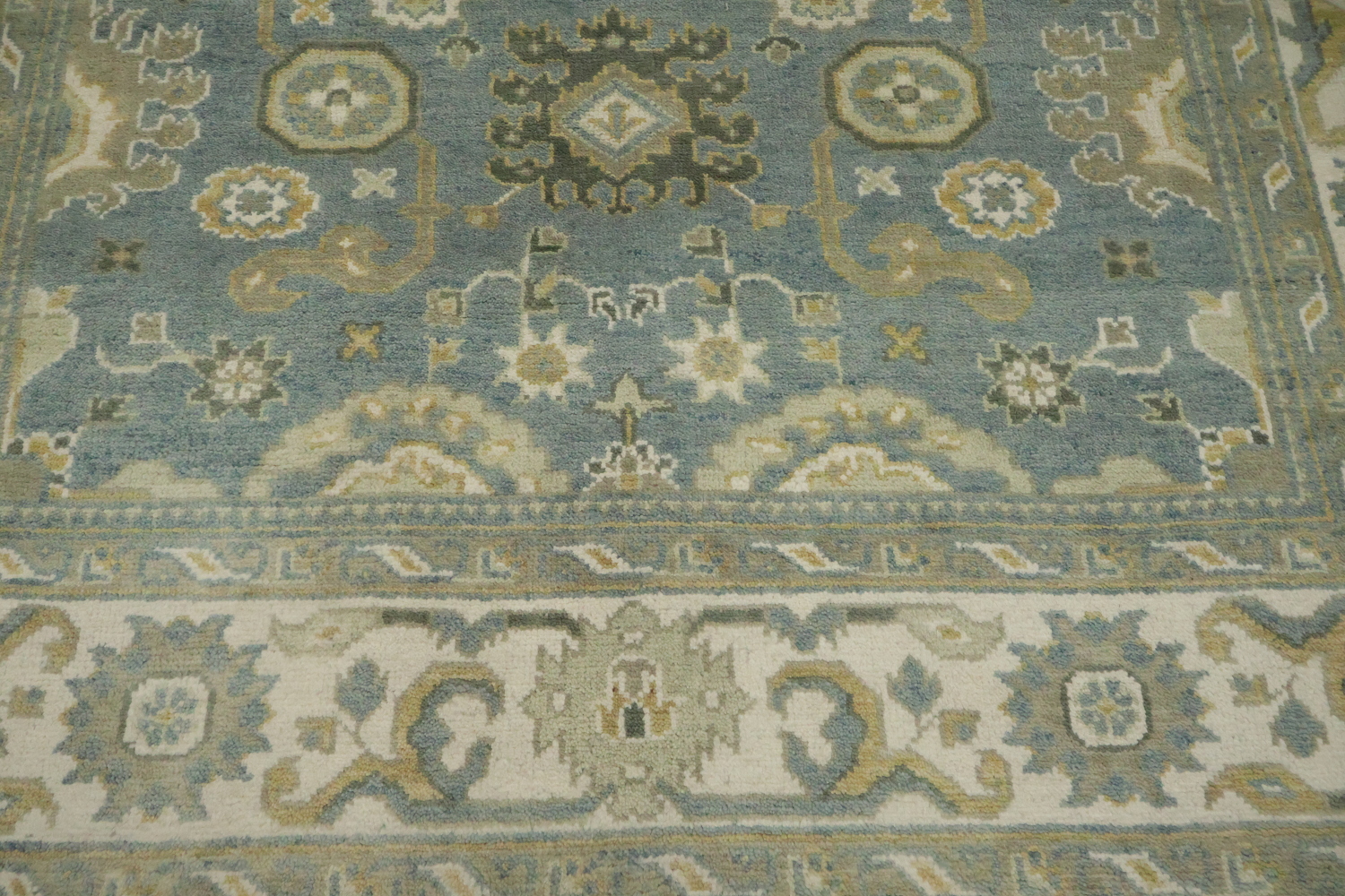 Elegant Stone Blue All-Over Oushak Oriental Living Room Rug 8'x 10'