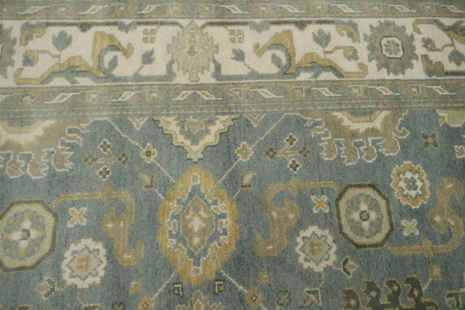 Elegant Stone Blue All-Over Oushak Oriental Living Room Rug 8'x 10'