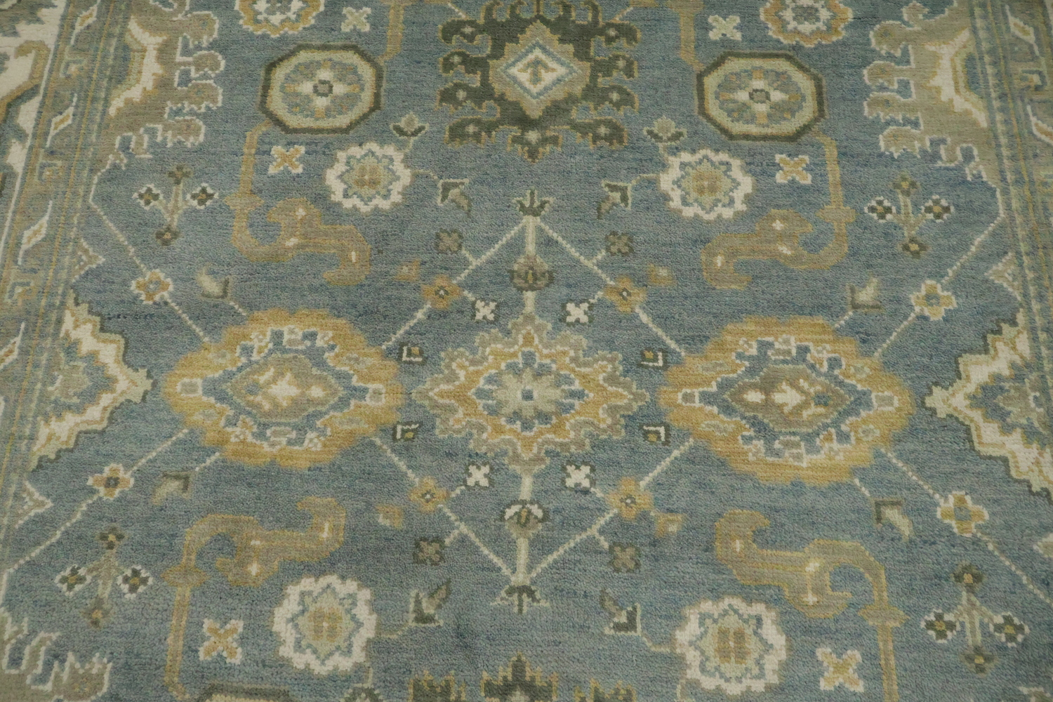 Elegant Stone Blue All-Over Oushak Oriental Living Room Rug 8'x 10'