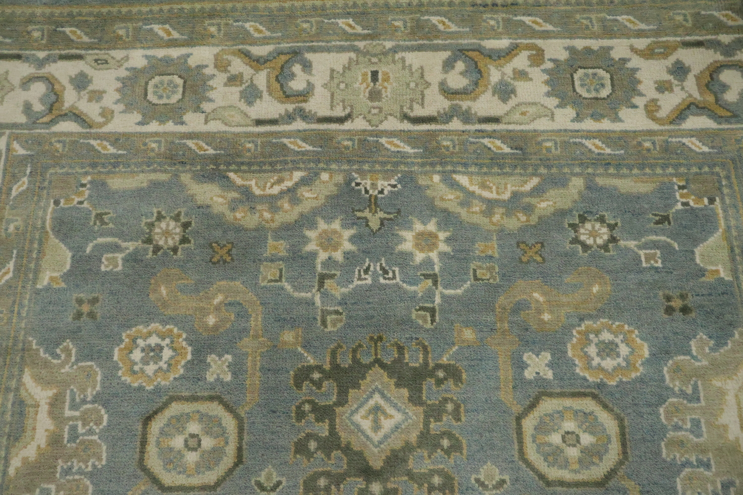 Elegant Stone Blue All-Over Oushak Oriental Living Room Rug 8'x 10'
