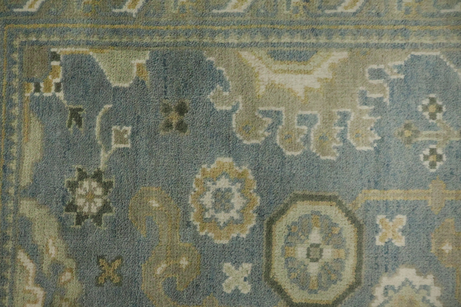 Elegant Stone Blue All-Over Oushak Oriental Living Room Rug 8'x 10'