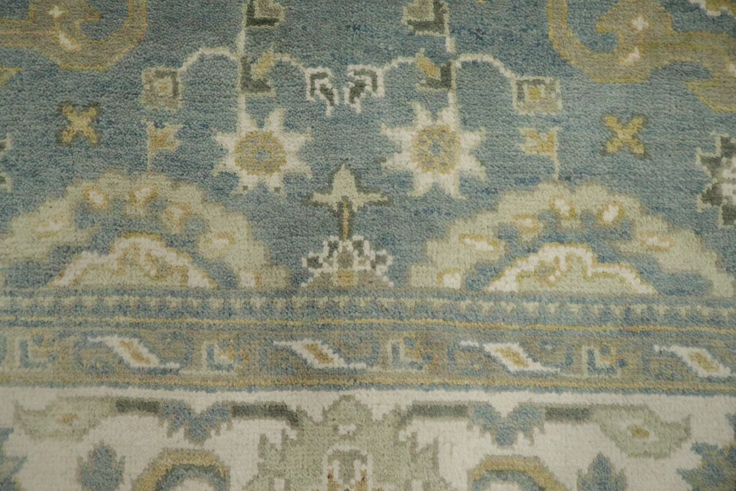 Elegant Stone Blue All-Over Oushak Oriental Living Room Rug 8'x 10'