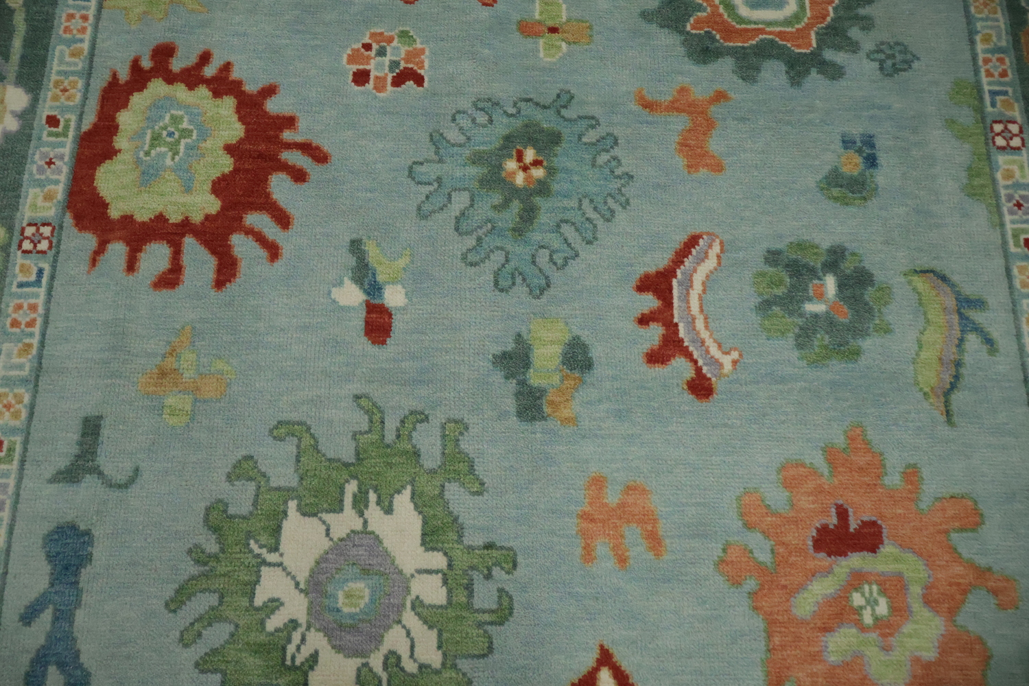 Traditional  Floral Aqua Blue Oushak Living Room Rug 8x10 ft