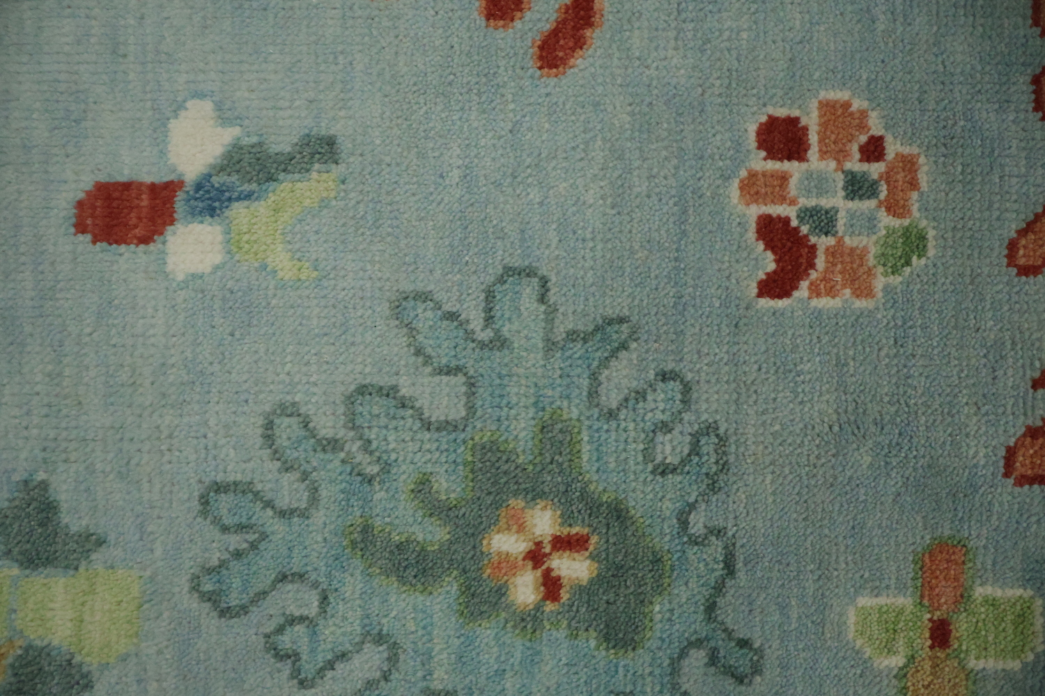 Traditional  Floral Aqua Blue Oushak Living Room Rug 8x10 ft
