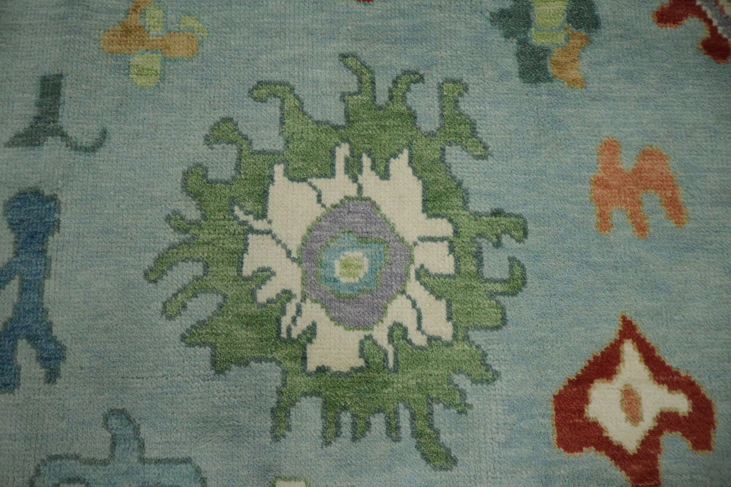 Traditional  Floral Aqua Blue Oushak Living Room Rug 8x10 ft