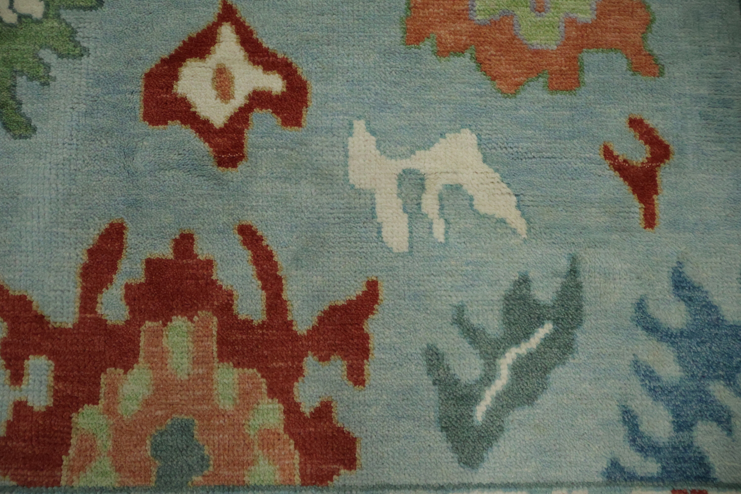 Traditional  Floral Aqua Blue Oushak Living Room Rug 8x10 ft