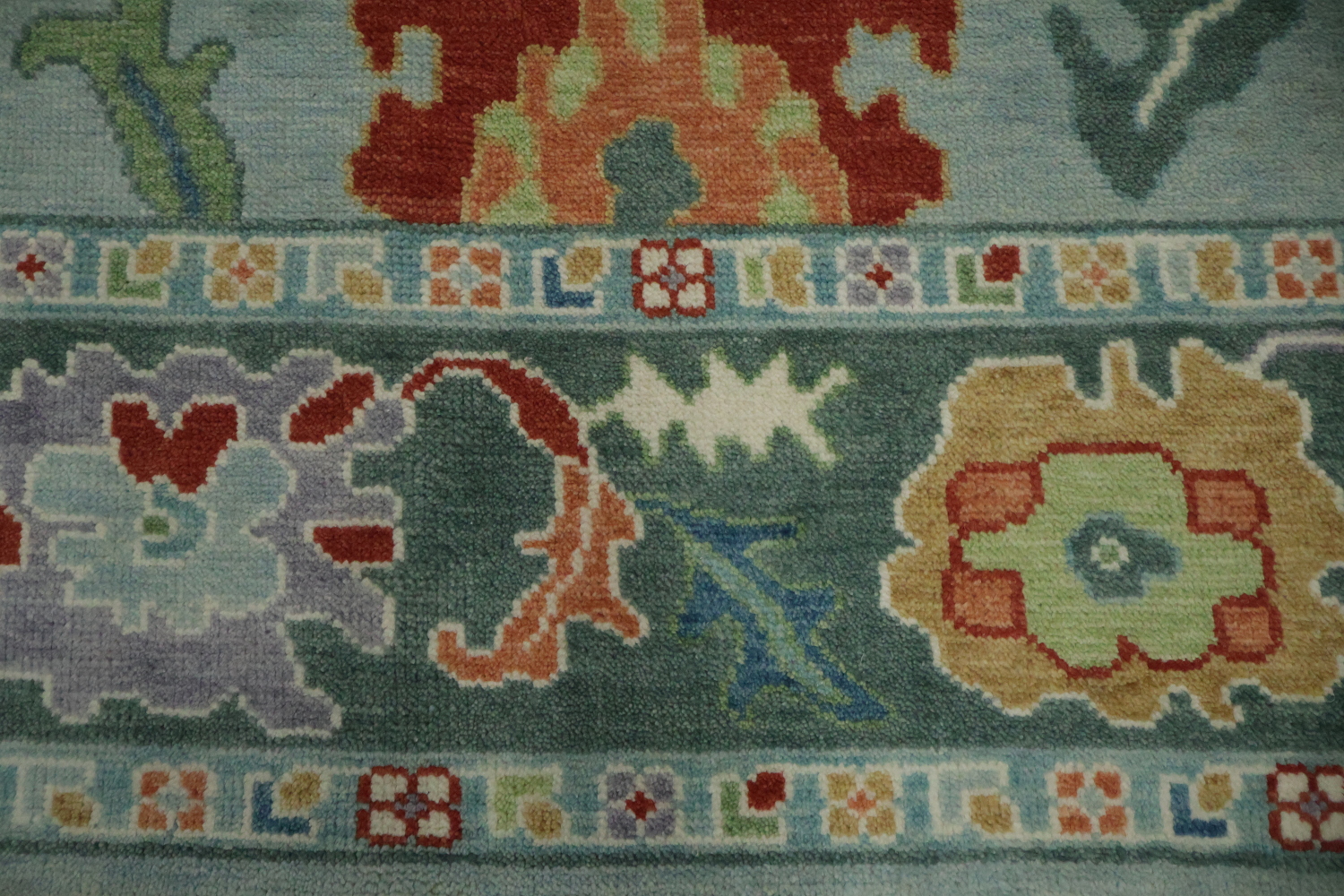 Traditional  Floral Aqua Blue Oushak Living Room Rug 8x10 ft