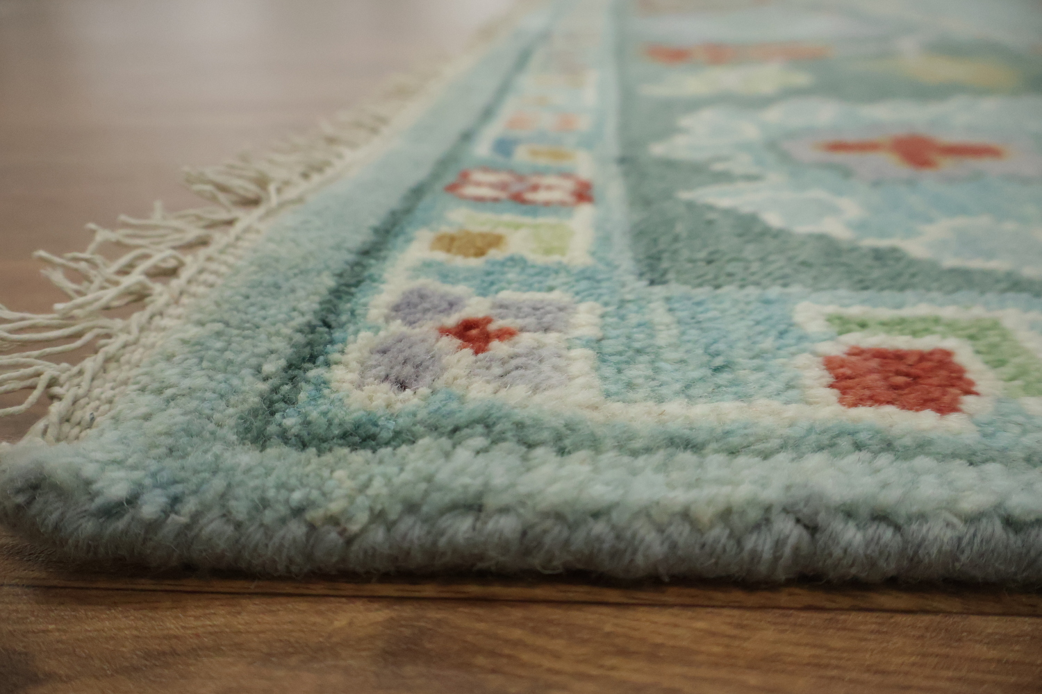 Traditional  Floral Aqua Blue Oushak Living Room Rug 8x10 ft