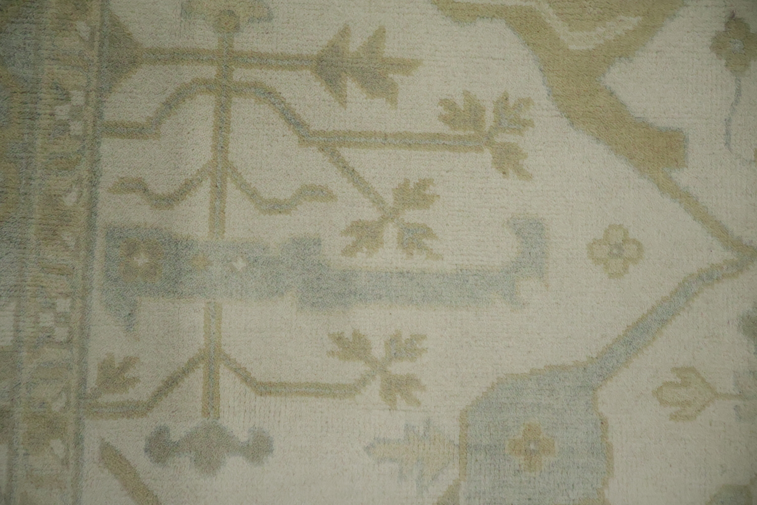Traditional Oushak Hand Made Ivory and Blue Rug 9x12