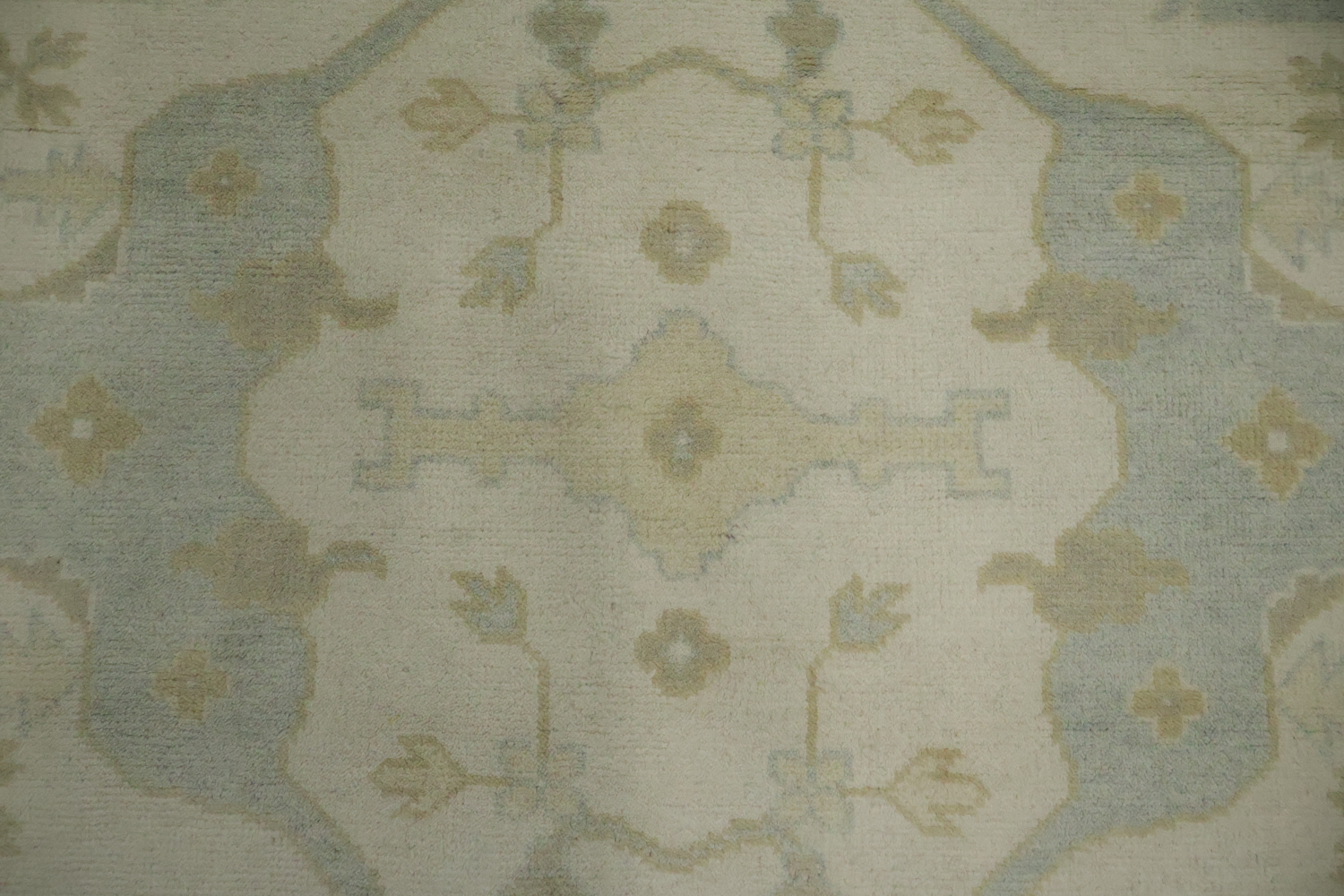 Traditional Oushak Hand Made Ivory and Blue Rug 9x12