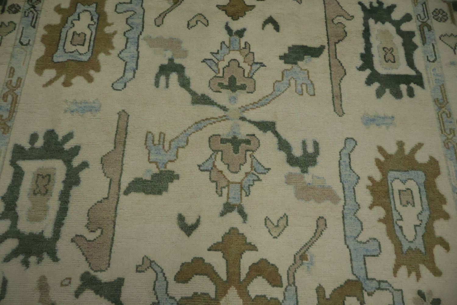 9x12 Traditional Oushak Hand-Knotted Wool Area Rug - Ivory & Light Blue