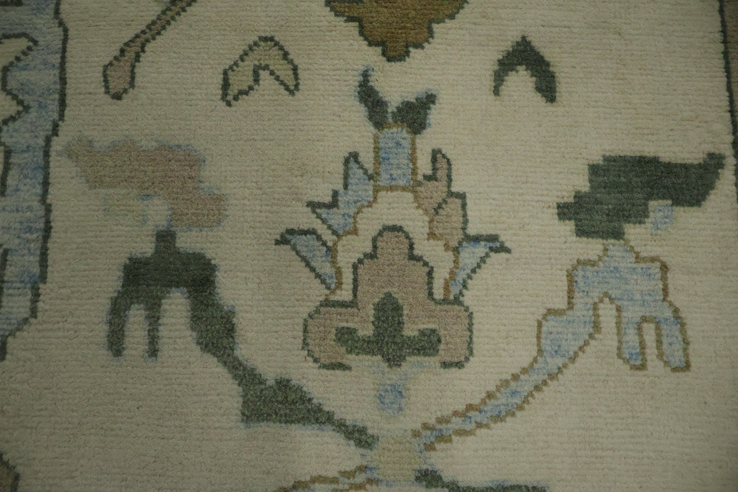 9x12 Traditional Oushak Hand-Knotted Wool Area Rug - Ivory & Light Blue