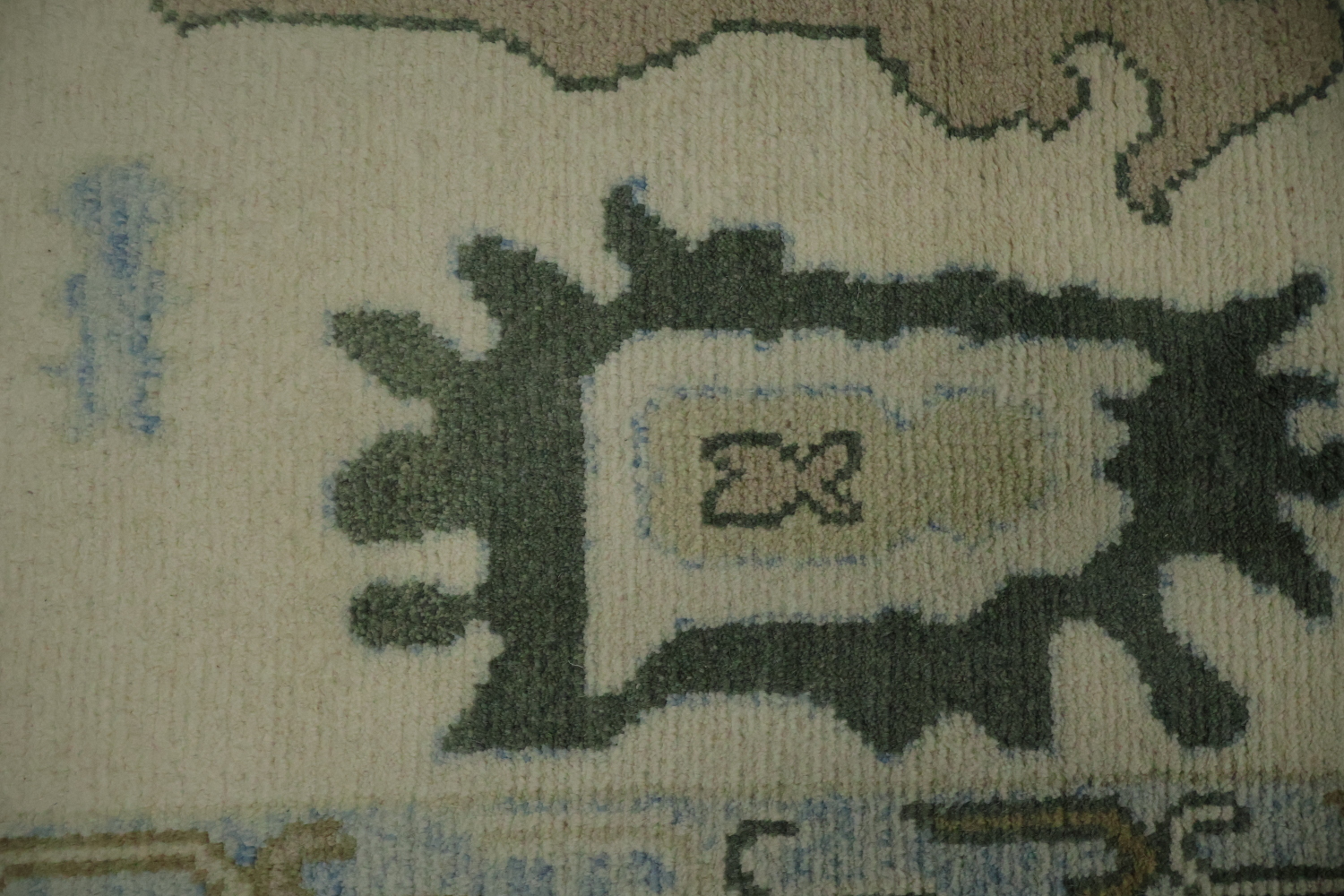 9x12 Traditional Oushak Hand-Knotted Wool Area Rug - Ivory & Light Blue