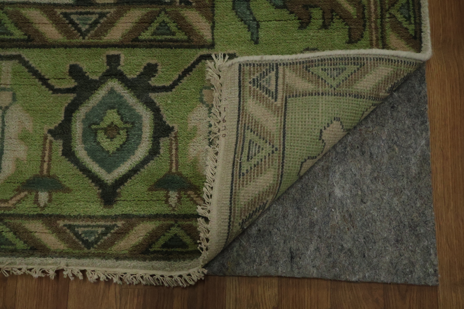 Hand-Knotted Oushak Oriental Rug 9x12 - Green Border Traditional Wool Rug