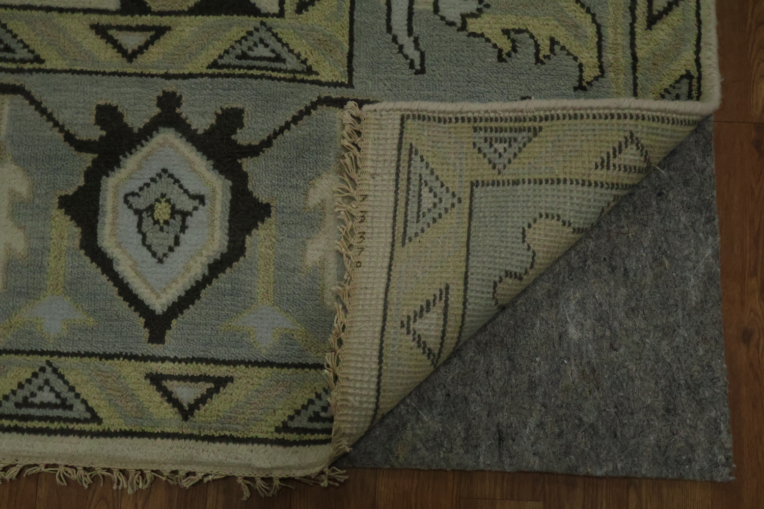 All-Over 9x12 Oushak Hand-Knotted Wool Rug in Ivory & Blue