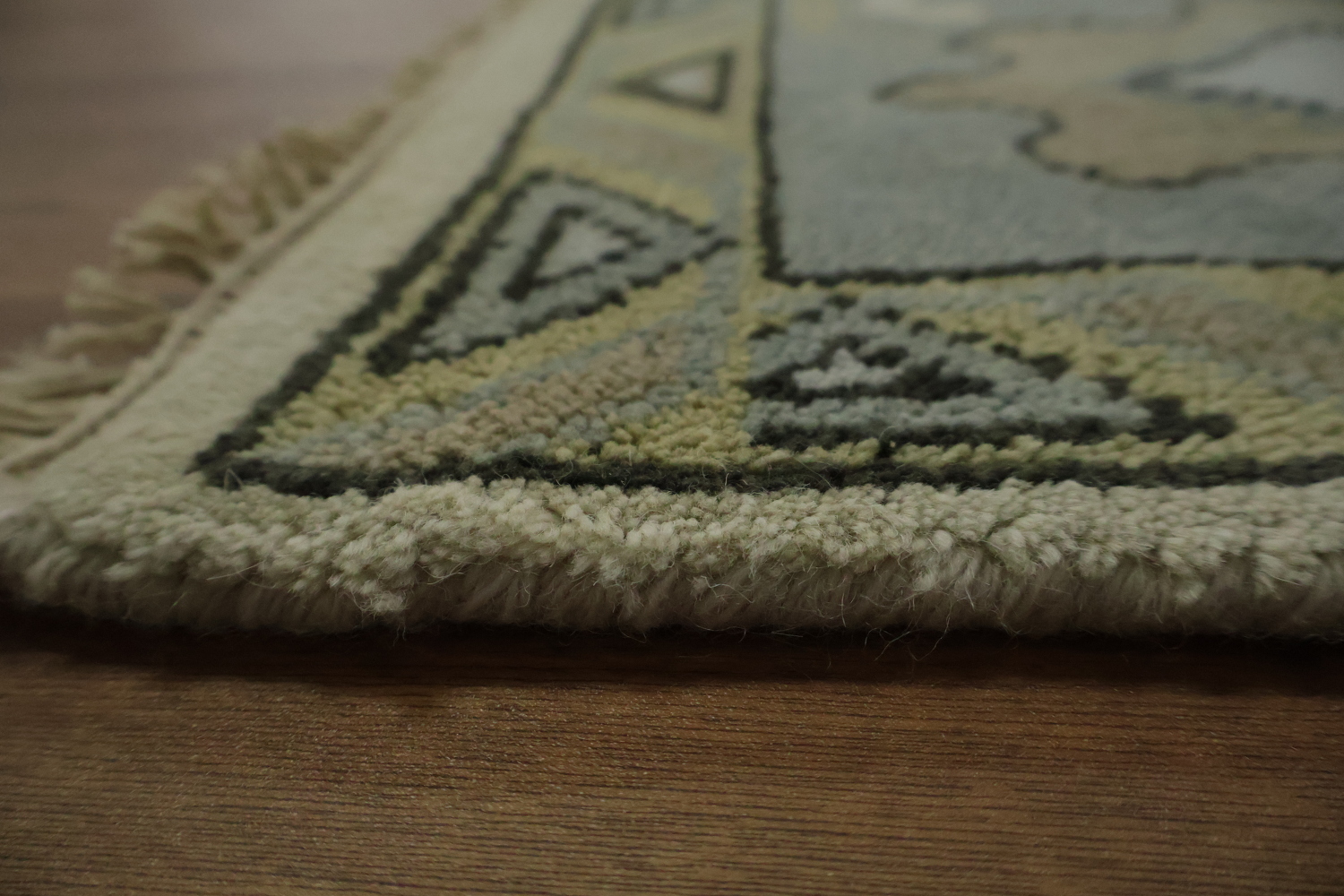 All-Over 9x12 Oushak Hand-Knotted Wool Rug in Ivory & Blue