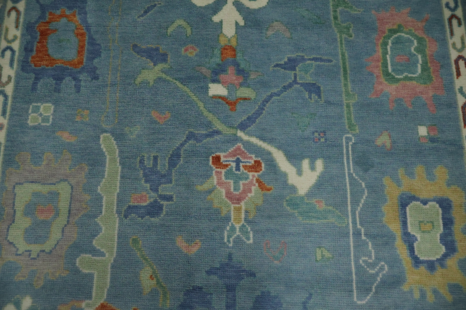 Traditional Oushak Blue Hand-Made Wool Rug 8x10