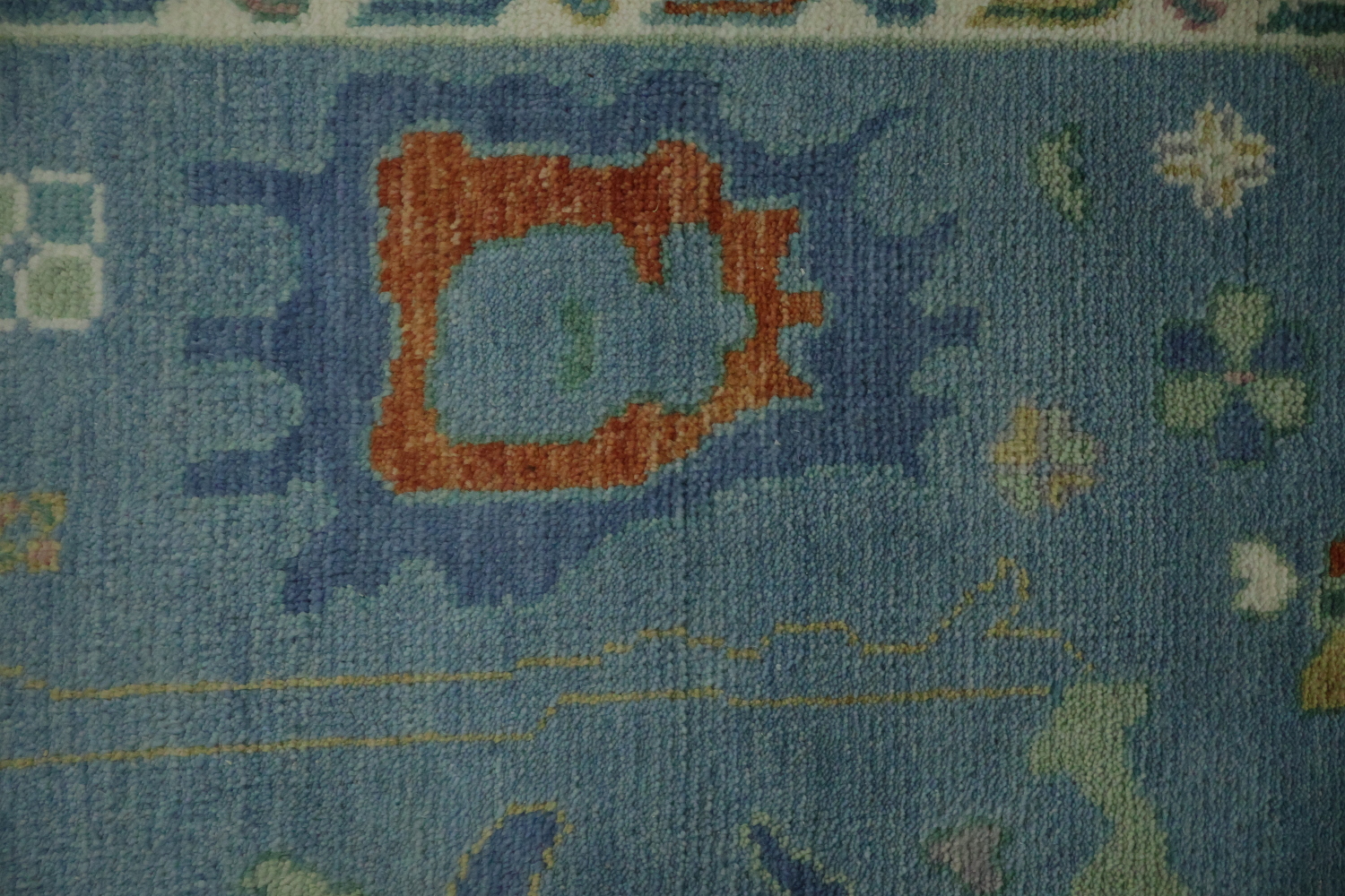 Traditional Oushak Blue Hand-Made Wool Rug 8x10