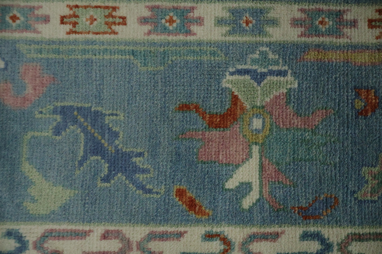 Traditional Oushak Blue Hand-Made Wool Rug 8x10
