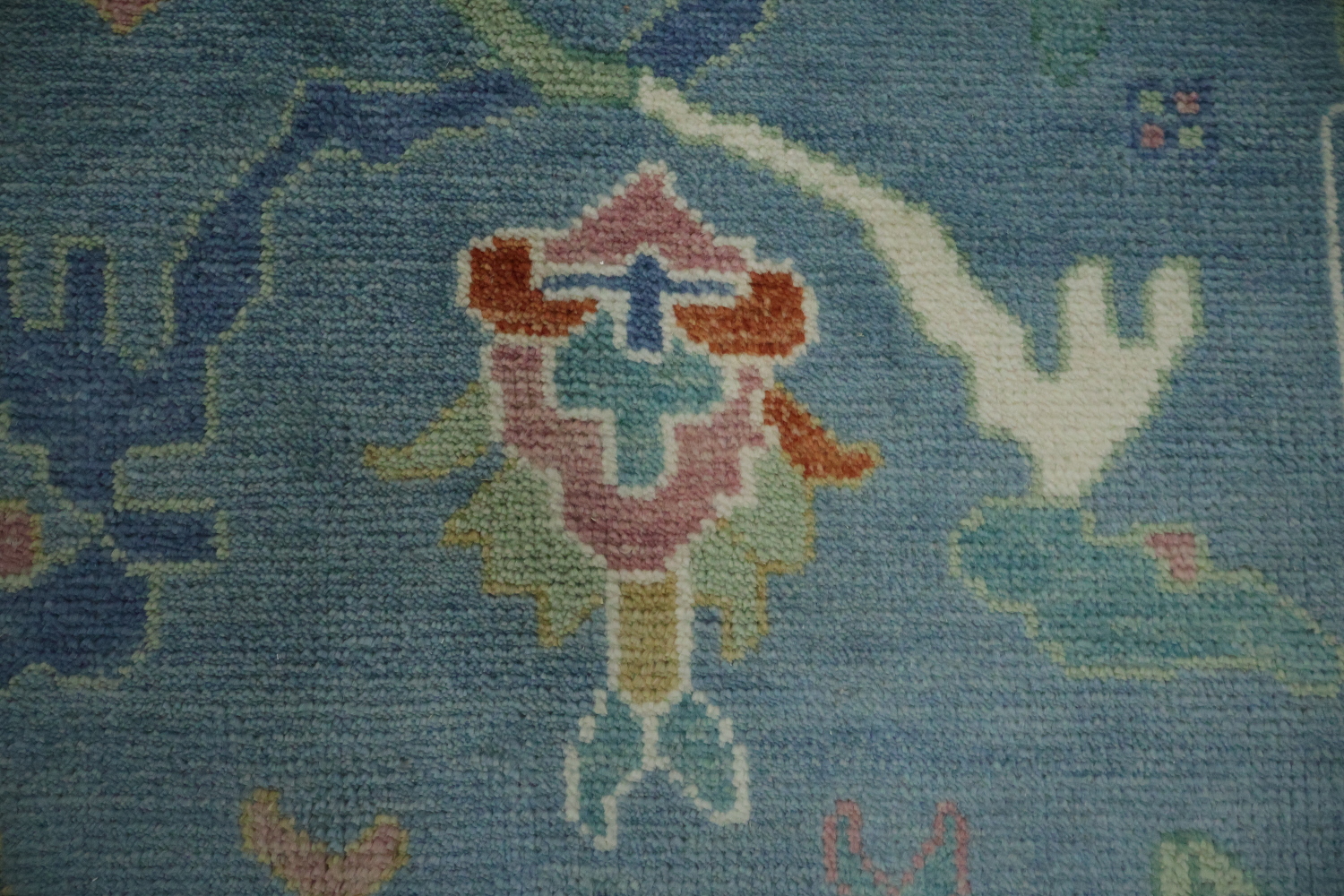 Traditional Oushak Blue Hand-Made Wool Rug 8x10