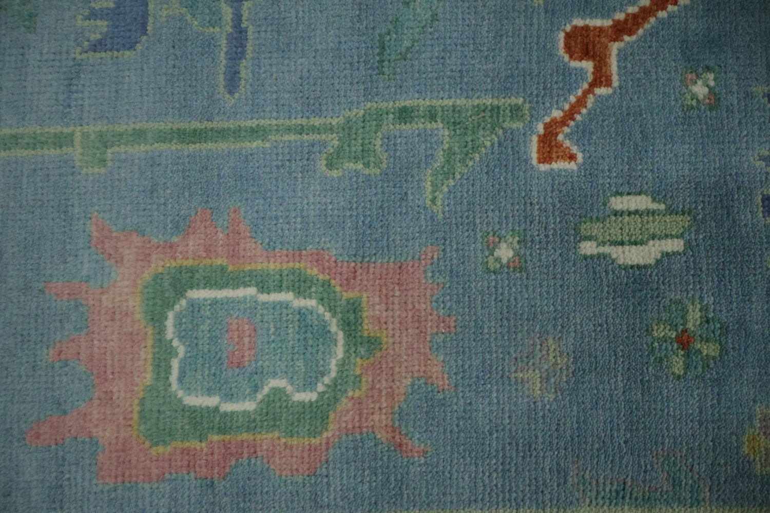 Traditional Oushak Blue Hand-Made Wool Rug 8x10