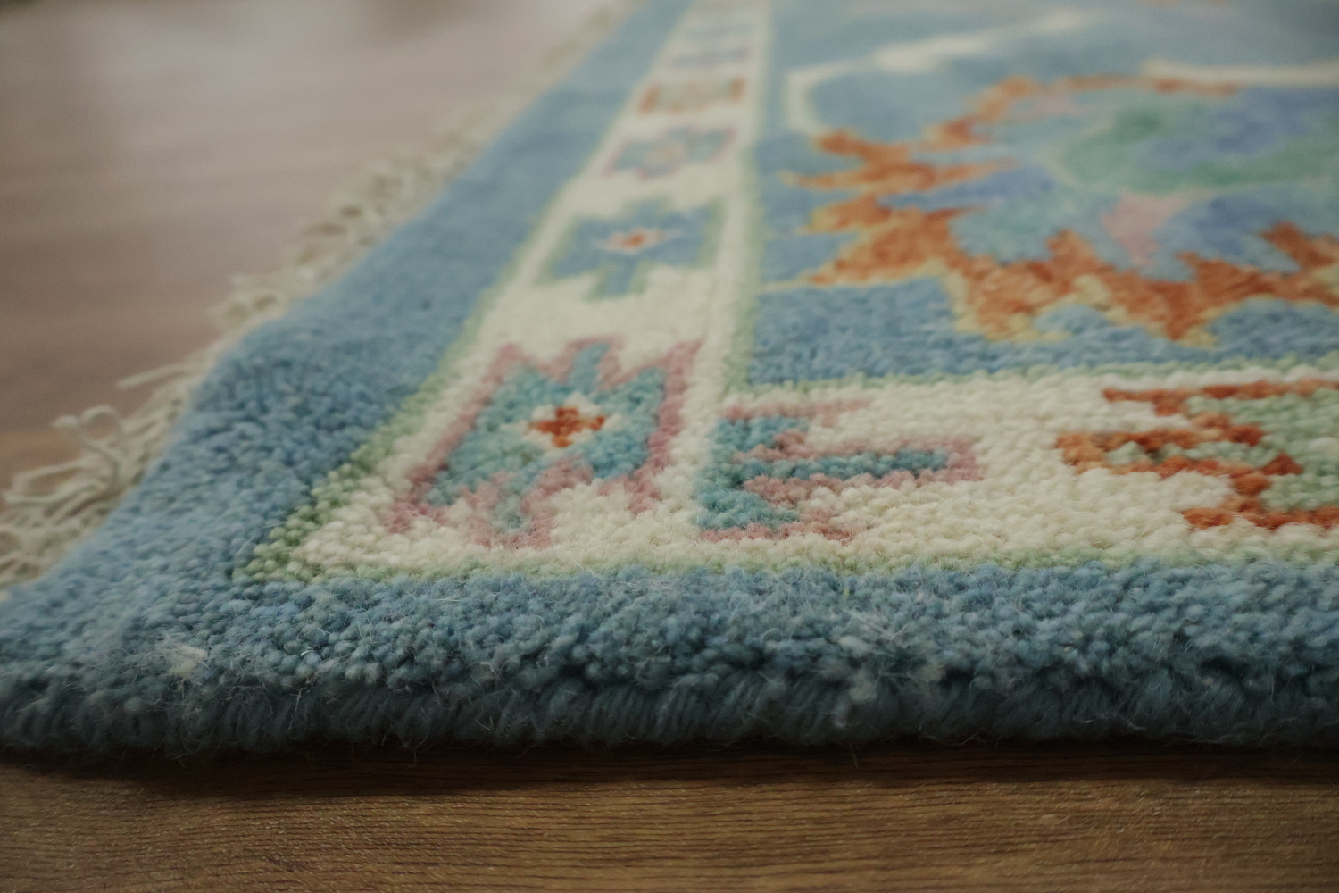 Traditional Oushak Blue Hand-Made Wool Rug 8x10