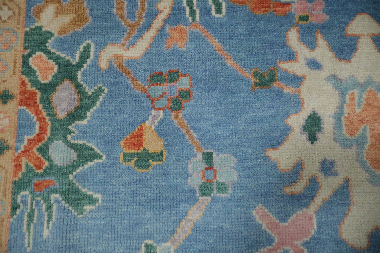 Blue and Ivory All-Over Oushak Turkish Wool Area Rug 8x10