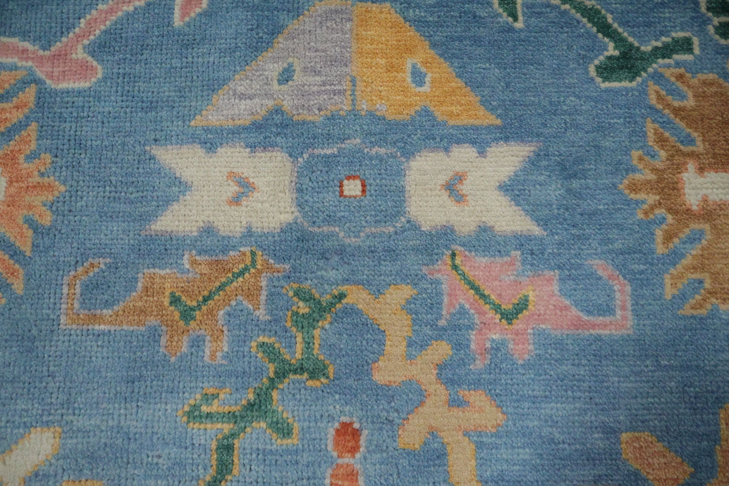 Blue and Ivory All-Over Oushak Turkish Wool Area Rug 8x10