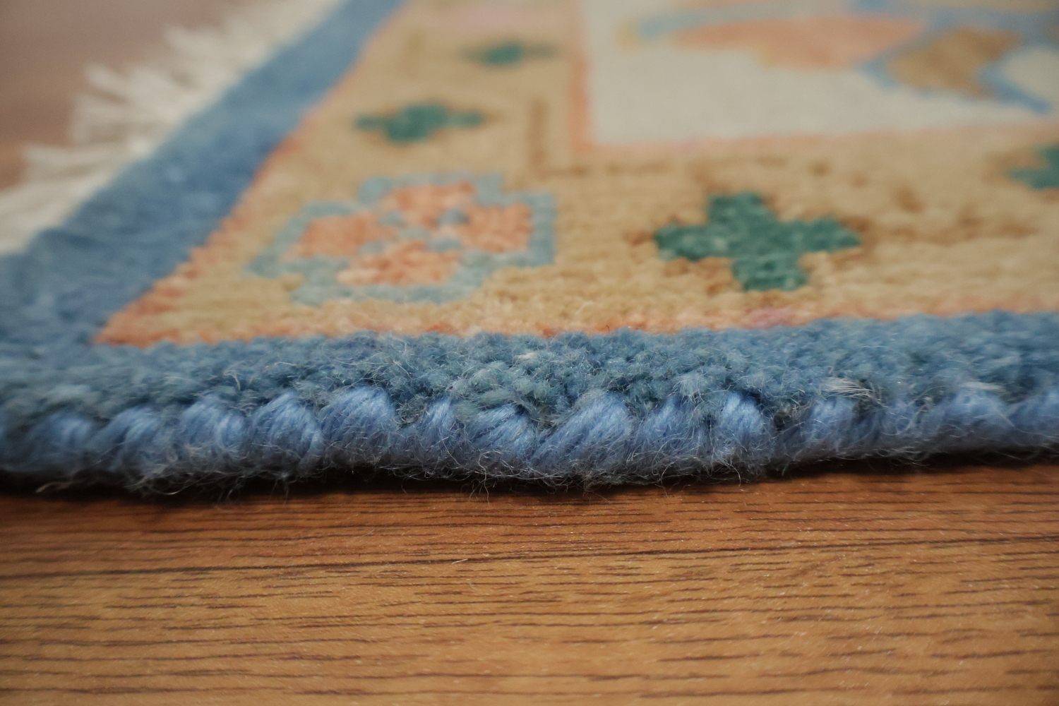 Blue and Ivory All-Over Oushak Turkish Wool Area Rug 8x10