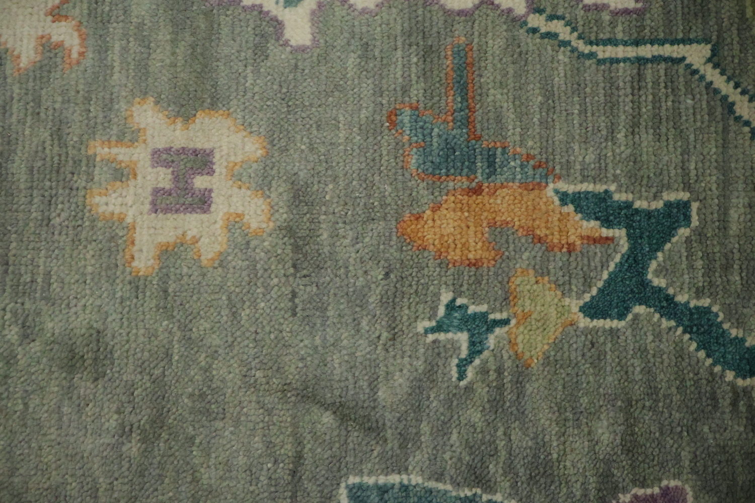 Traditional 9x12 Oushak Hand-Knotted Area Rug - Gray/Ivory Wool