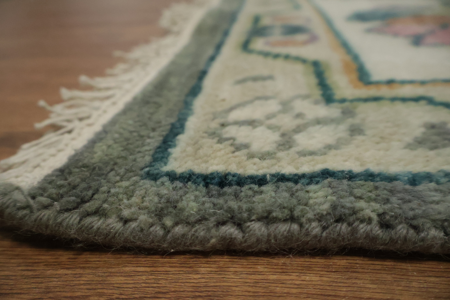 Traditional 9x12 Oushak Hand-Knotted Area Rug - Gray/Ivory Wool