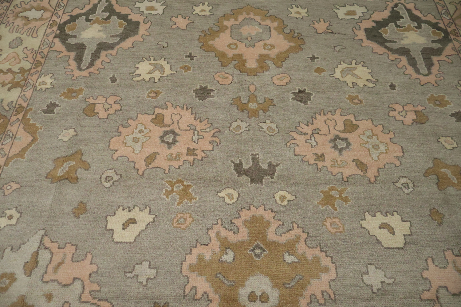 Traditional Oushak Grey and Pink Area Rug 9x12