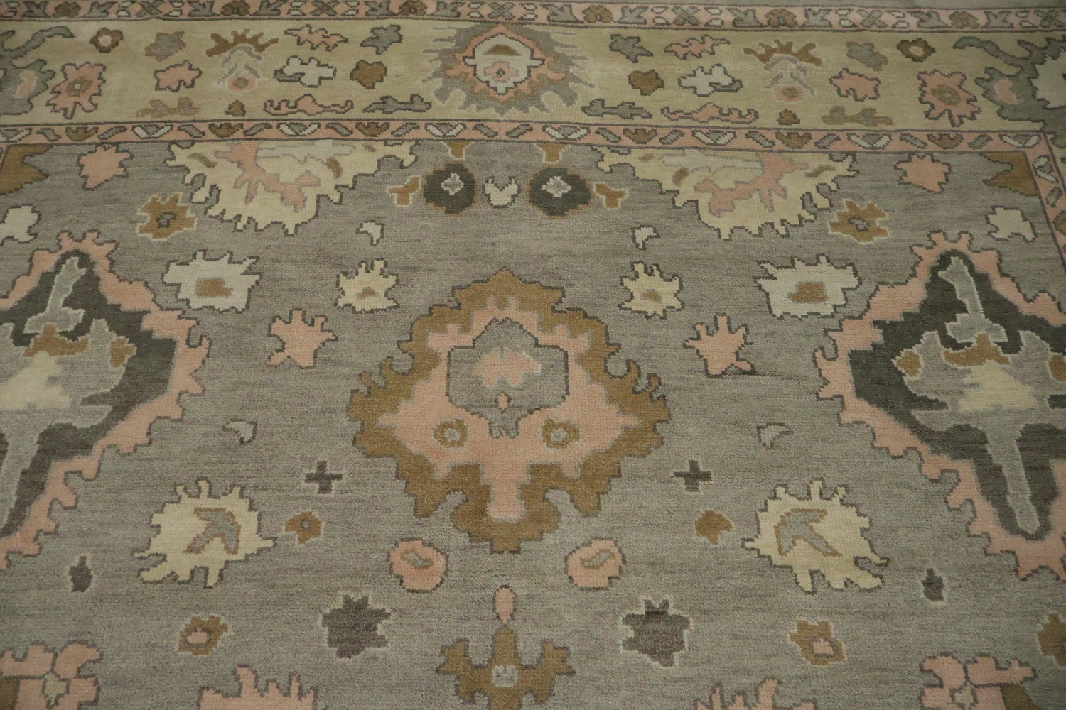 Traditional Oushak Grey and Pink Area Rug 9x12