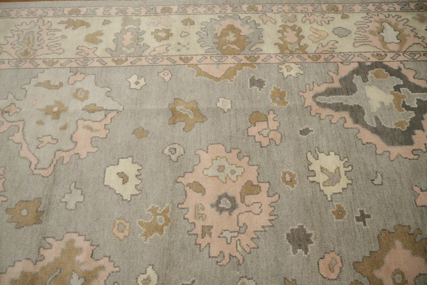 Traditional Oushak Grey and Pink Area Rug 9x12
