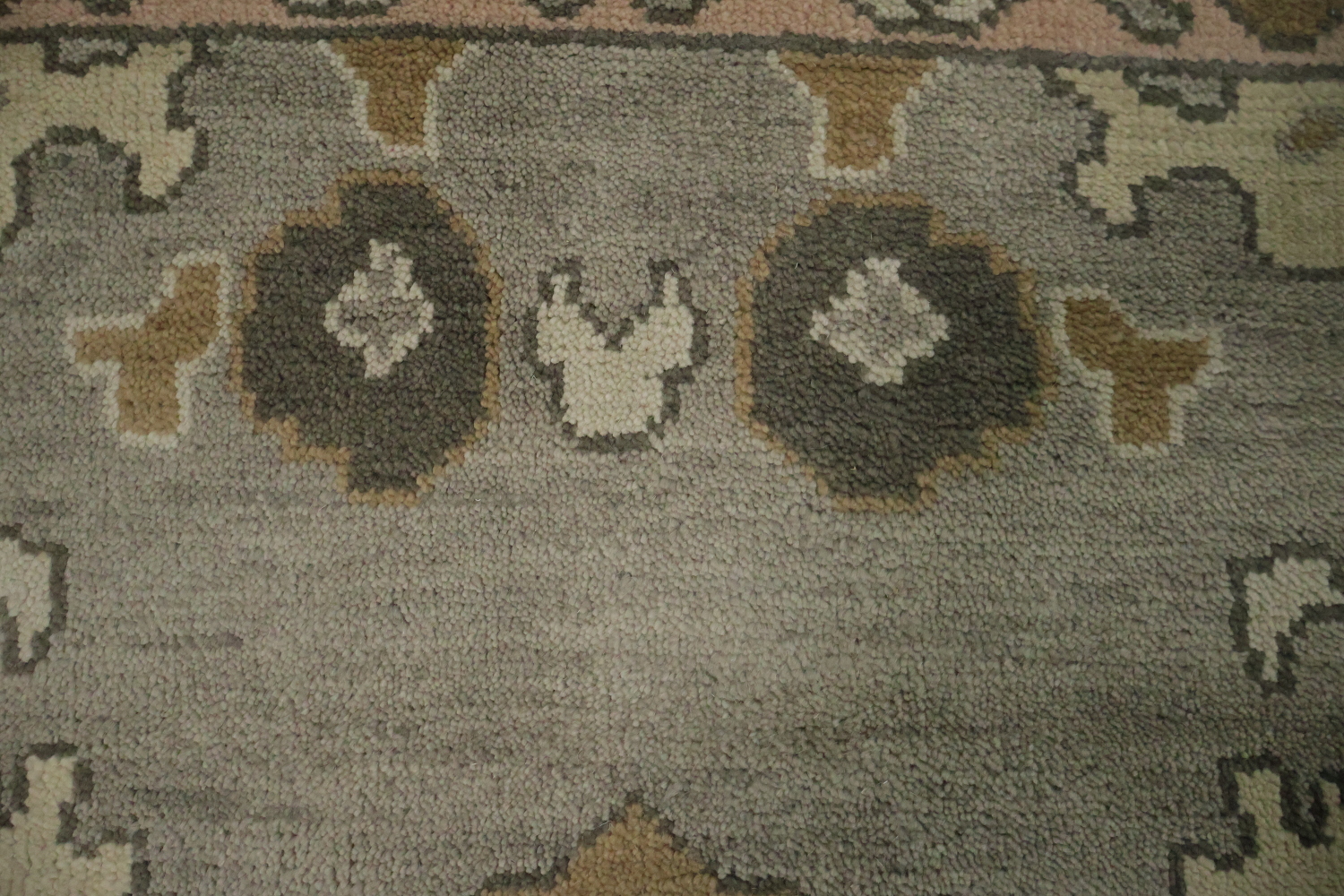 Traditional Oushak Grey and Pink Area Rug 9x12