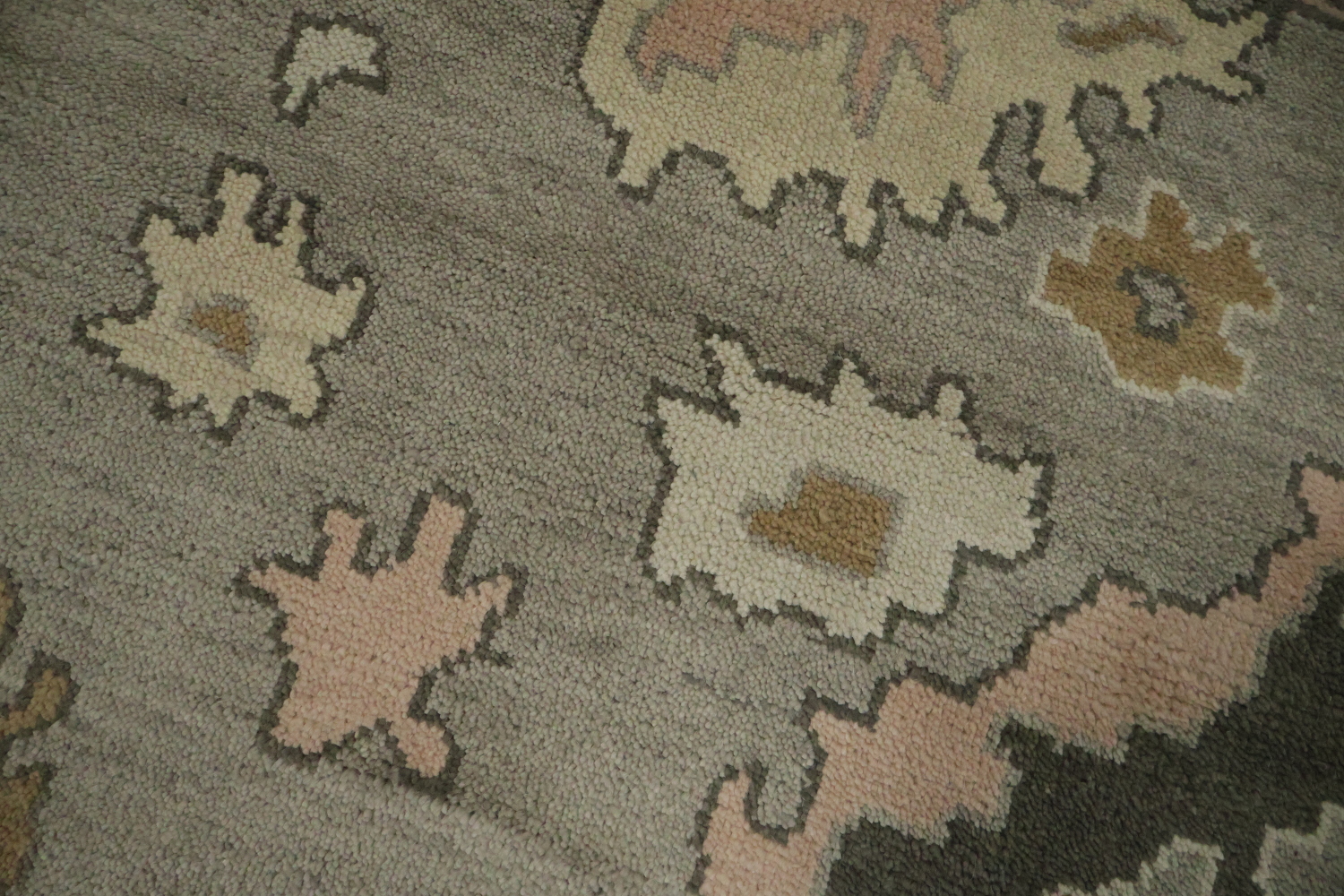Traditional Oushak Grey and Pink Area Rug 9x12