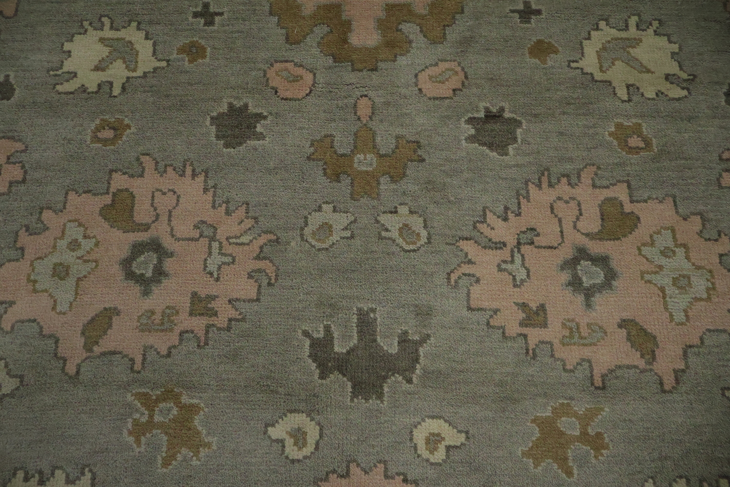 Traditional Oushak Grey and Pink Area Rug 9x12