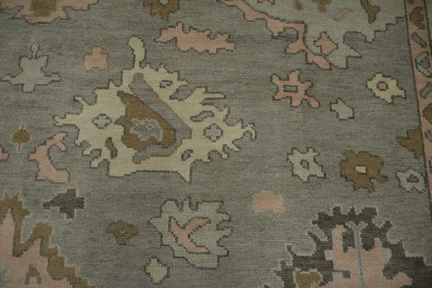 Traditional Oushak Grey and Pink Area Rug 9x12