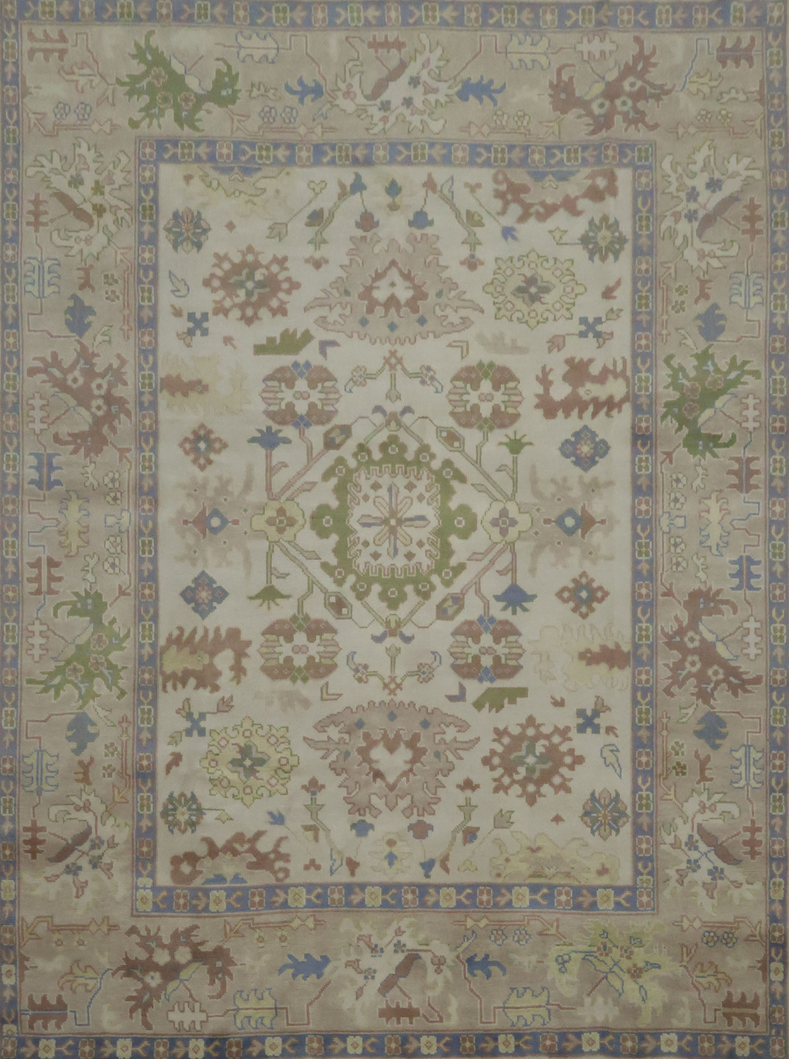 All-Over Ivory Vintage Style Oushak Hand Made Area Rug 9x12