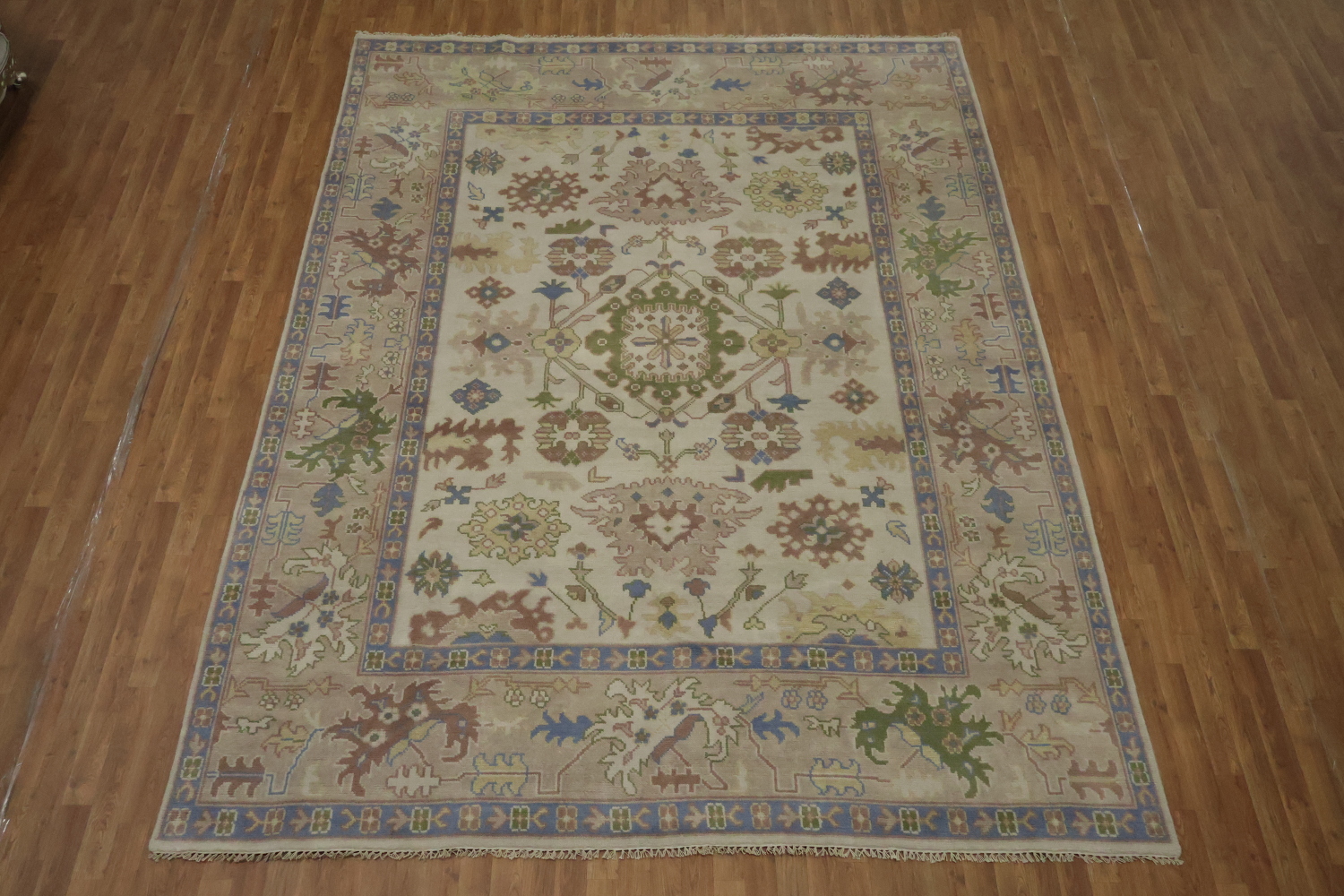 All-Over Ivory Vintage Style Oushak Hand Made Area Rug 9x12