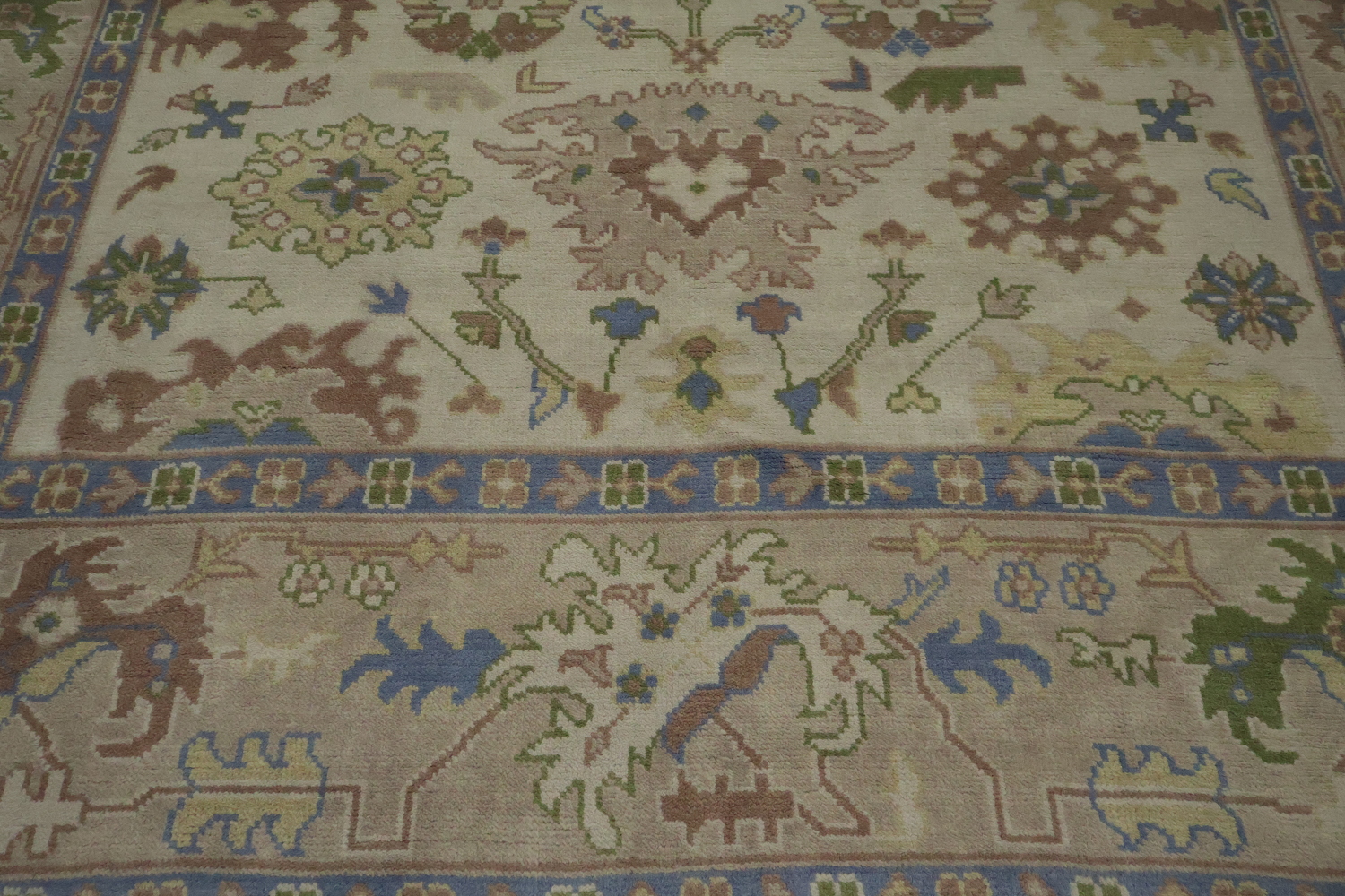 All-Over Ivory Vintage Style Oushak Hand Made Area Rug 9x12