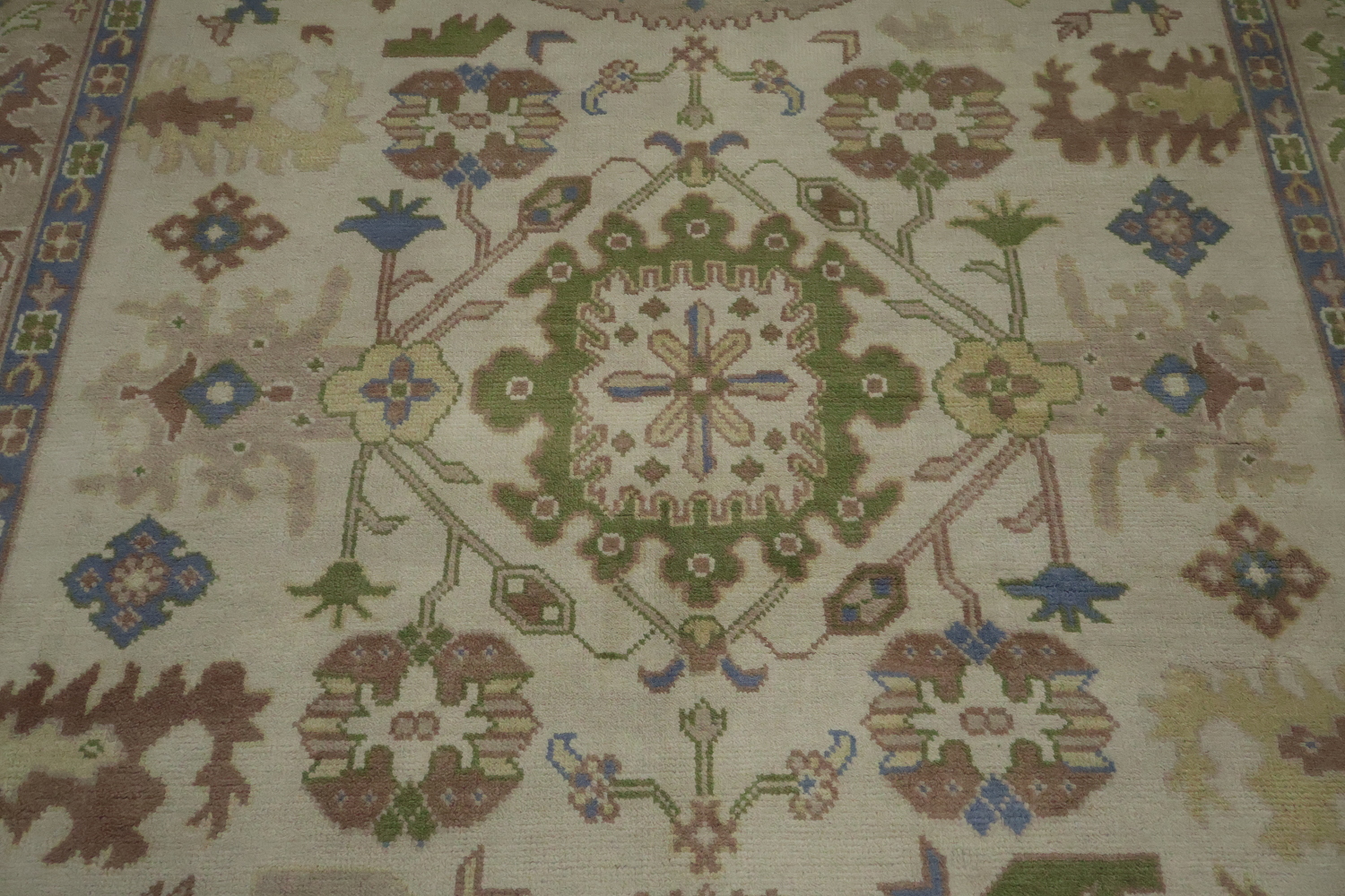 All-Over Ivory Vintage Style Oushak Hand Made Area Rug 9x12
