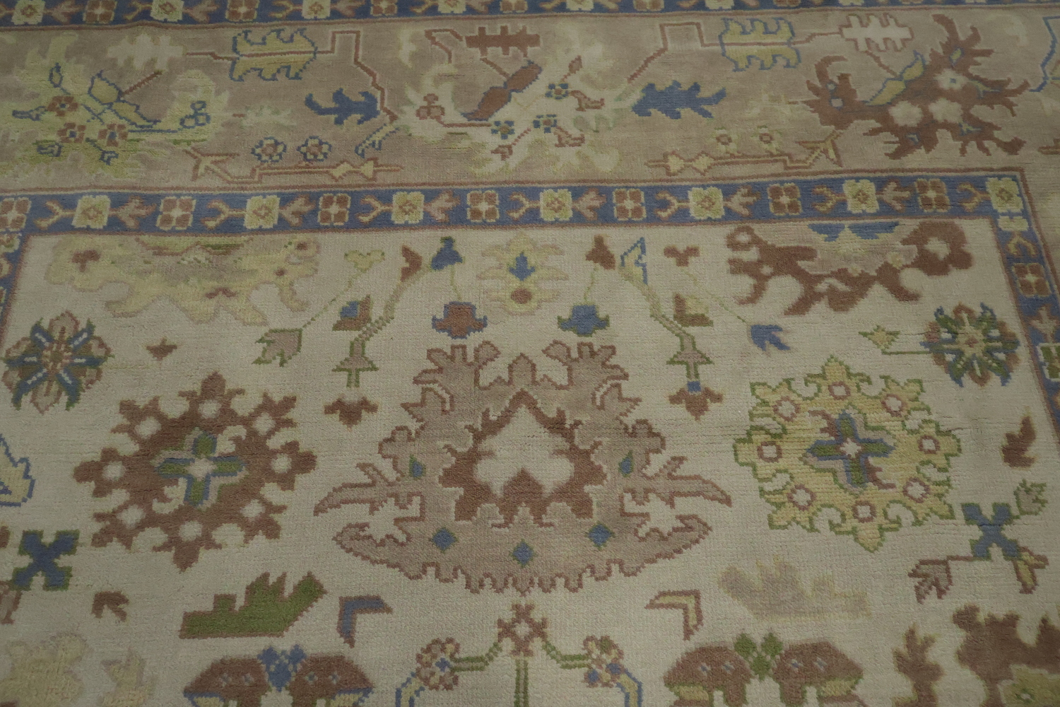All-Over Ivory Vintage Style Oushak Hand Made Area Rug 9x12