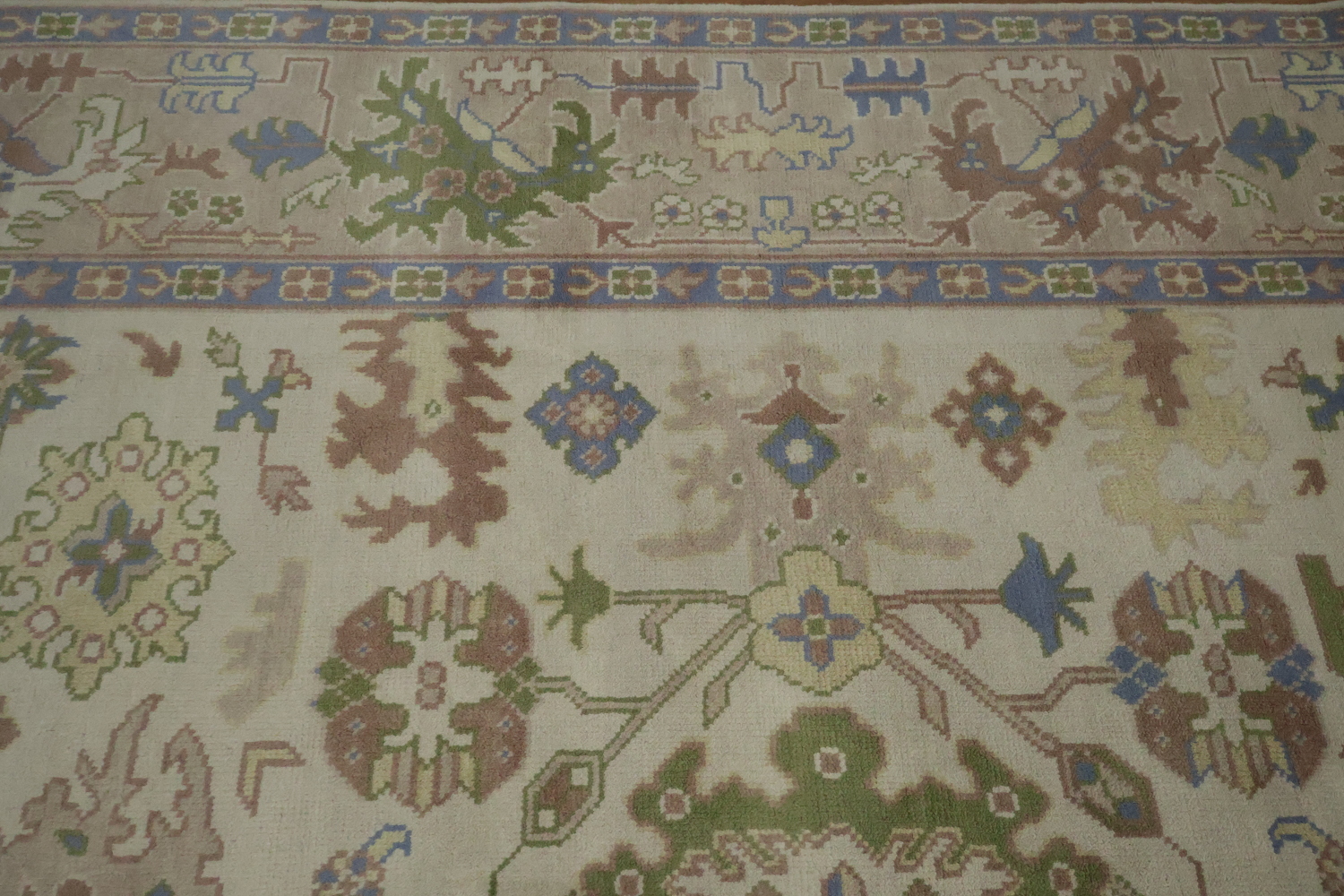 All-Over Ivory Vintage Style Oushak Hand Made Area Rug 9x12