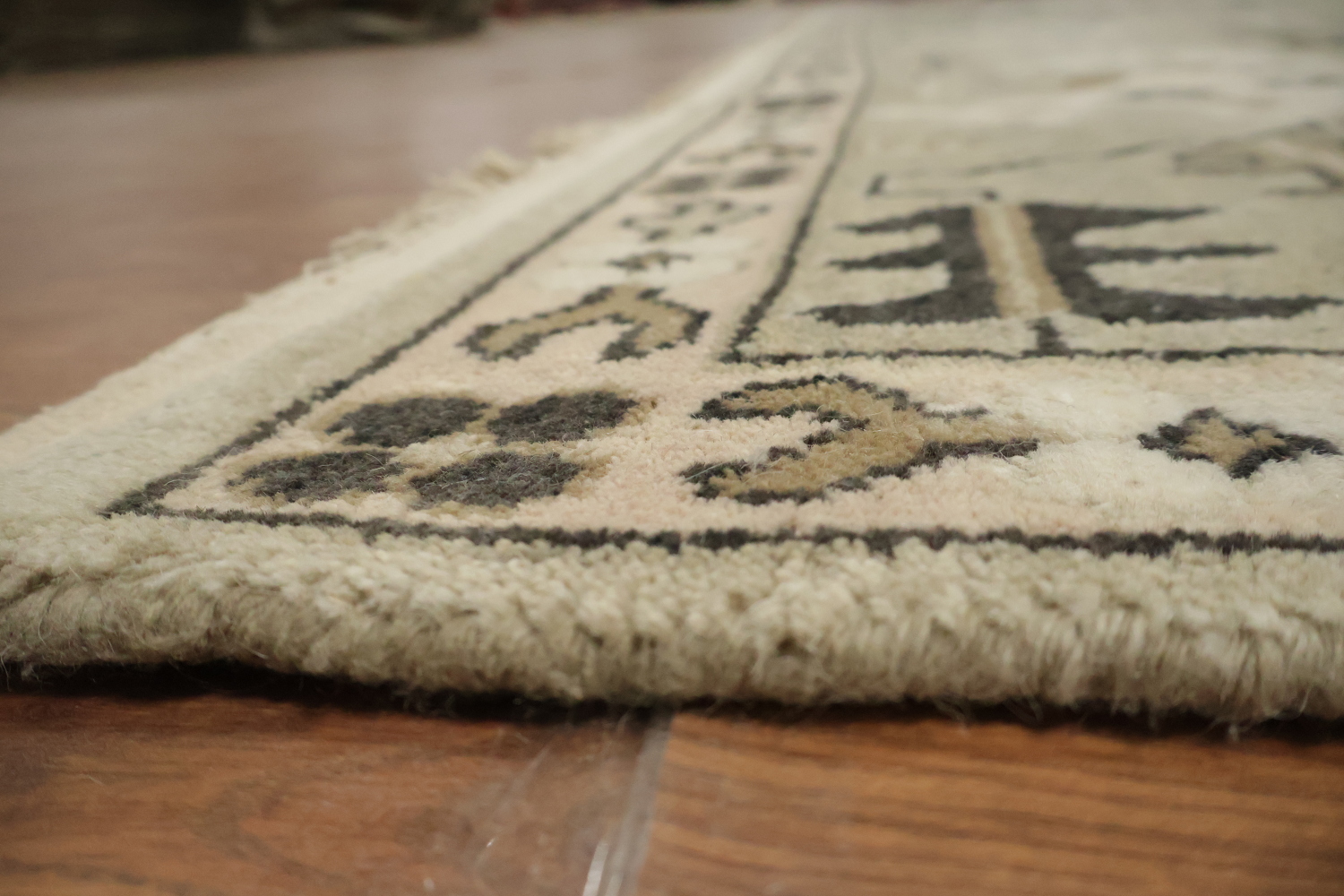 Earth-tone Beige and Black Oushak Indian Large Rug 10x14 ft