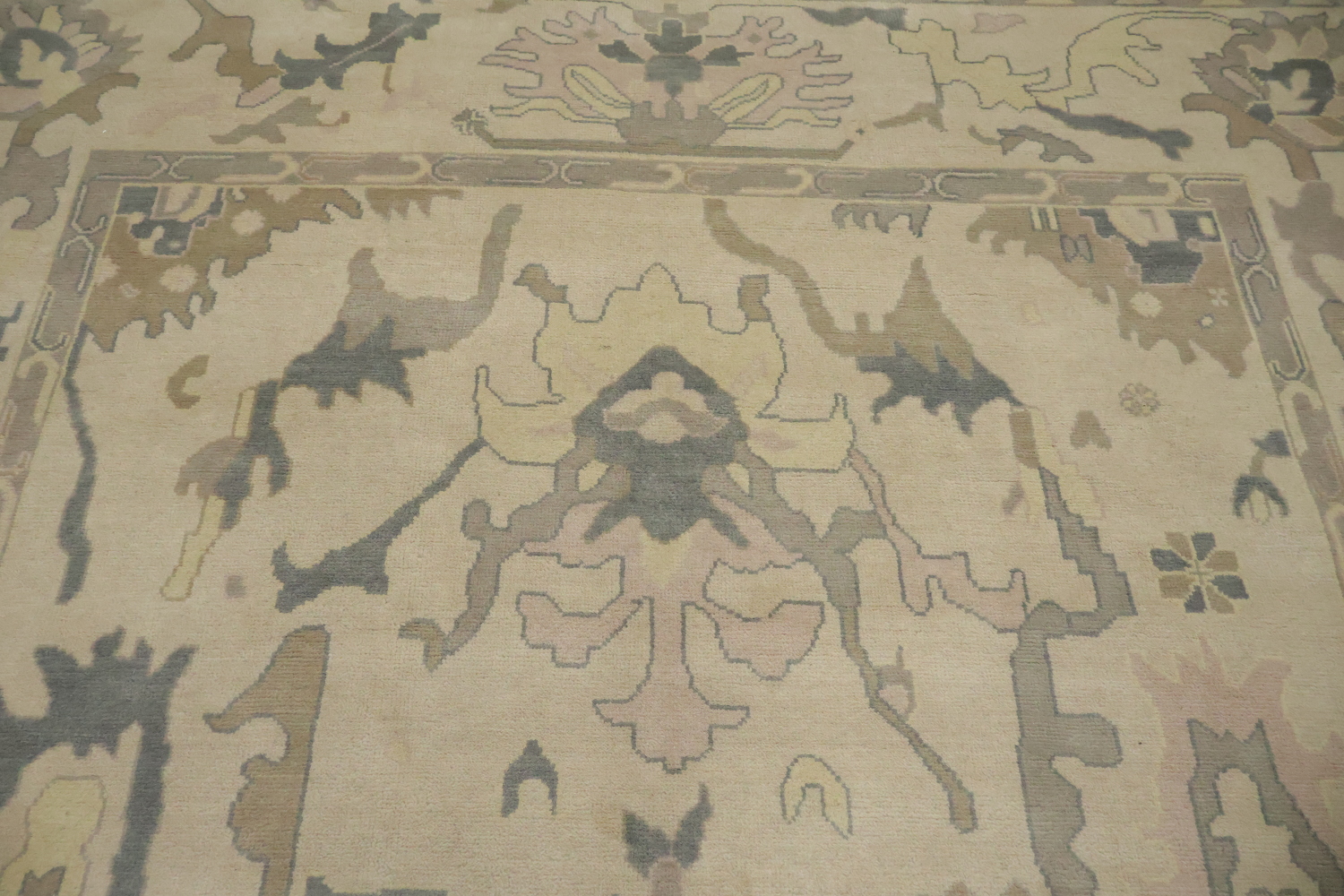 Oushak Style 10x14 Hand-Knotted Rug - Ivory & Light Blue  Wool Area Rug