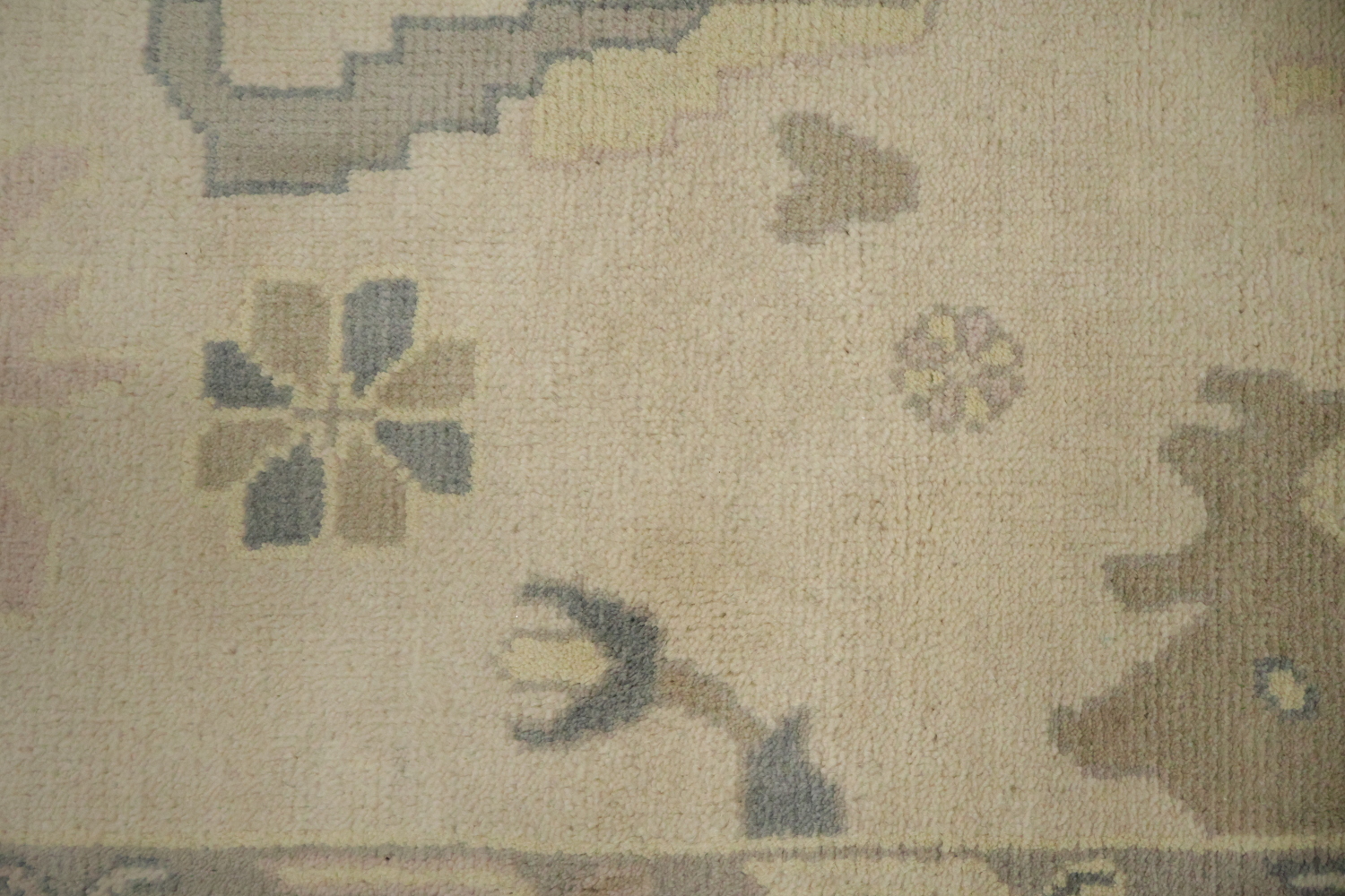 Oushak Style 10x14 Hand-Knotted Rug - Ivory & Light Blue  Wool Area Rug