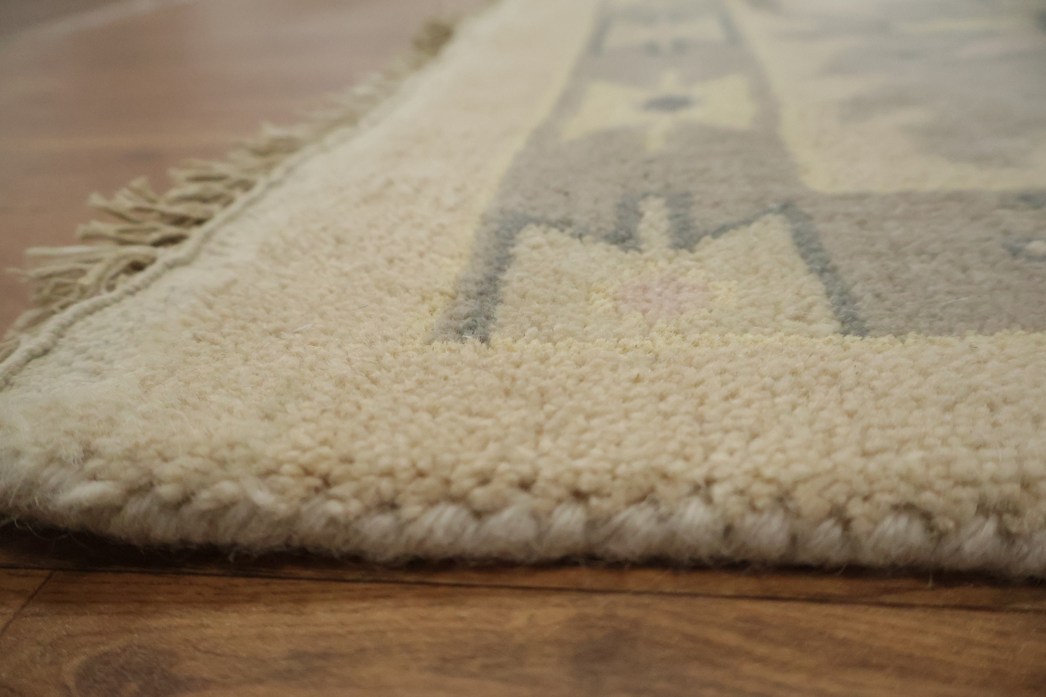 Oushak Style 10x14 Hand-Knotted Rug - Ivory & Light Blue  Wool Area Rug