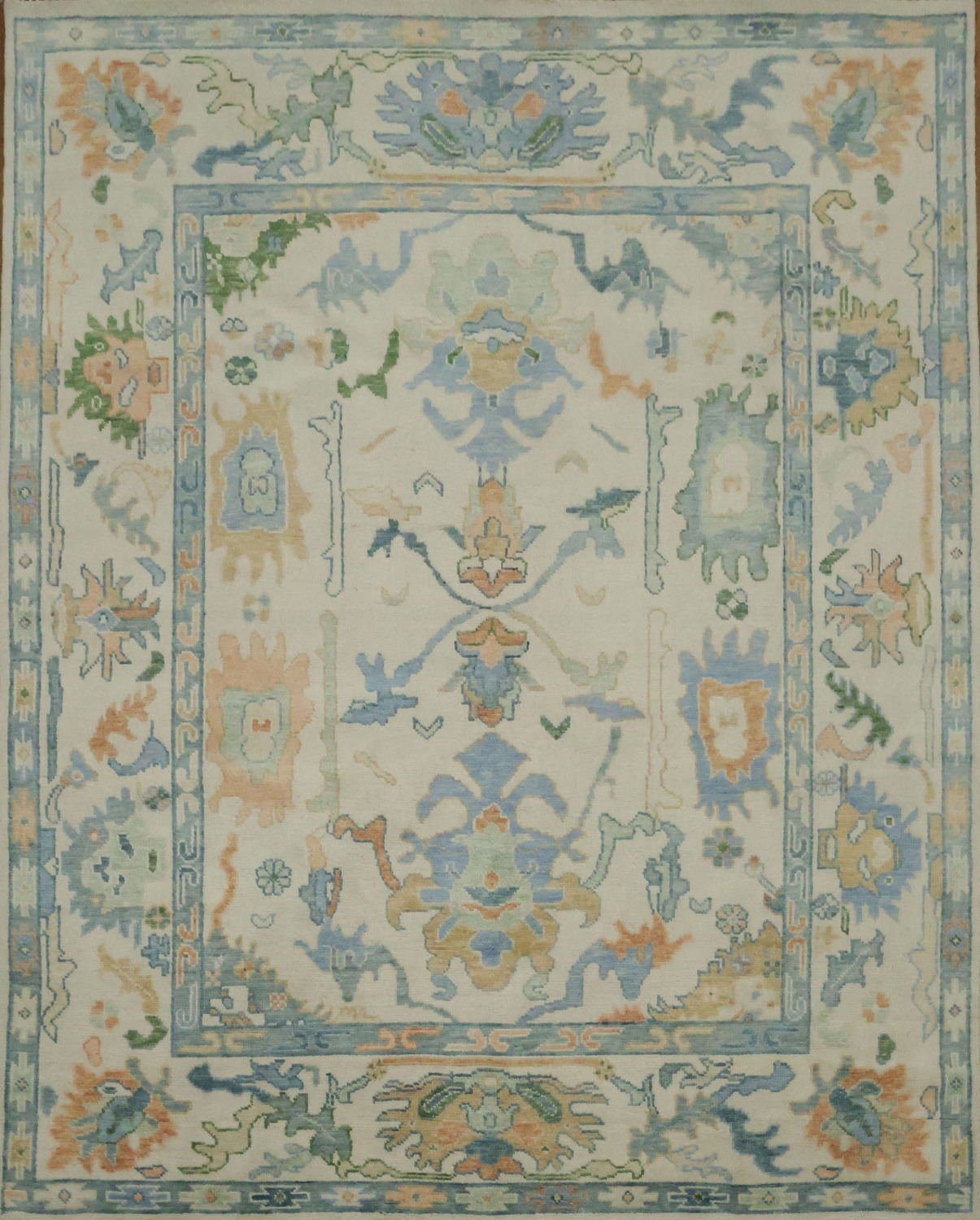 Ivory and Blue Oriental Rug Perfect for Living Room Ambiance 8' x 10'
