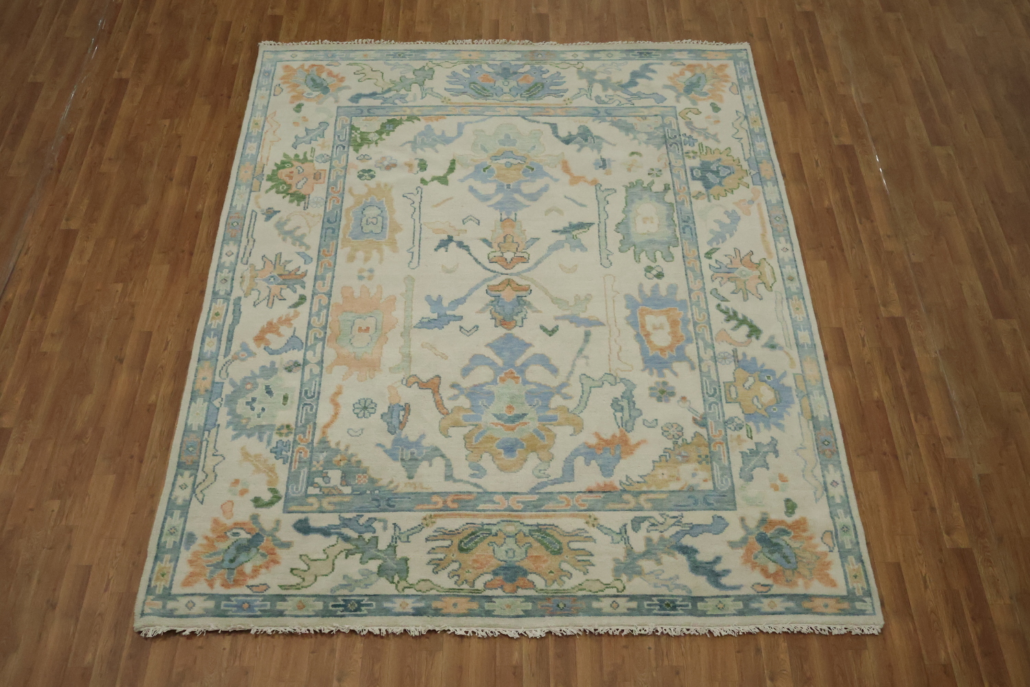 Ivory and Blue Oriental Rug Perfect for Living Room Ambiance 8' x 10'